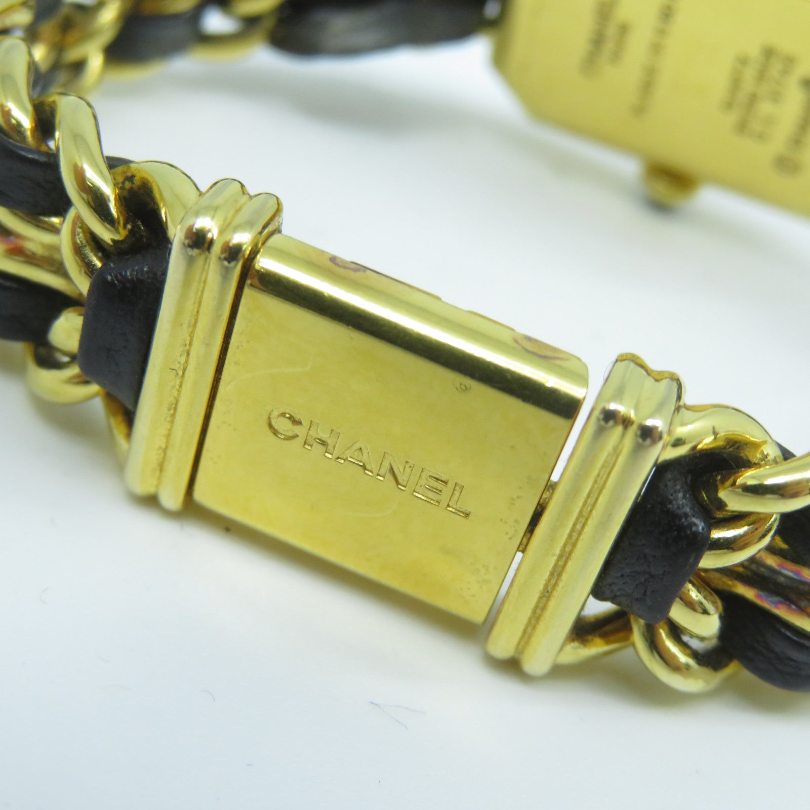 CHANEL Premiere M鍍金石英機芯手錶黑色/金色