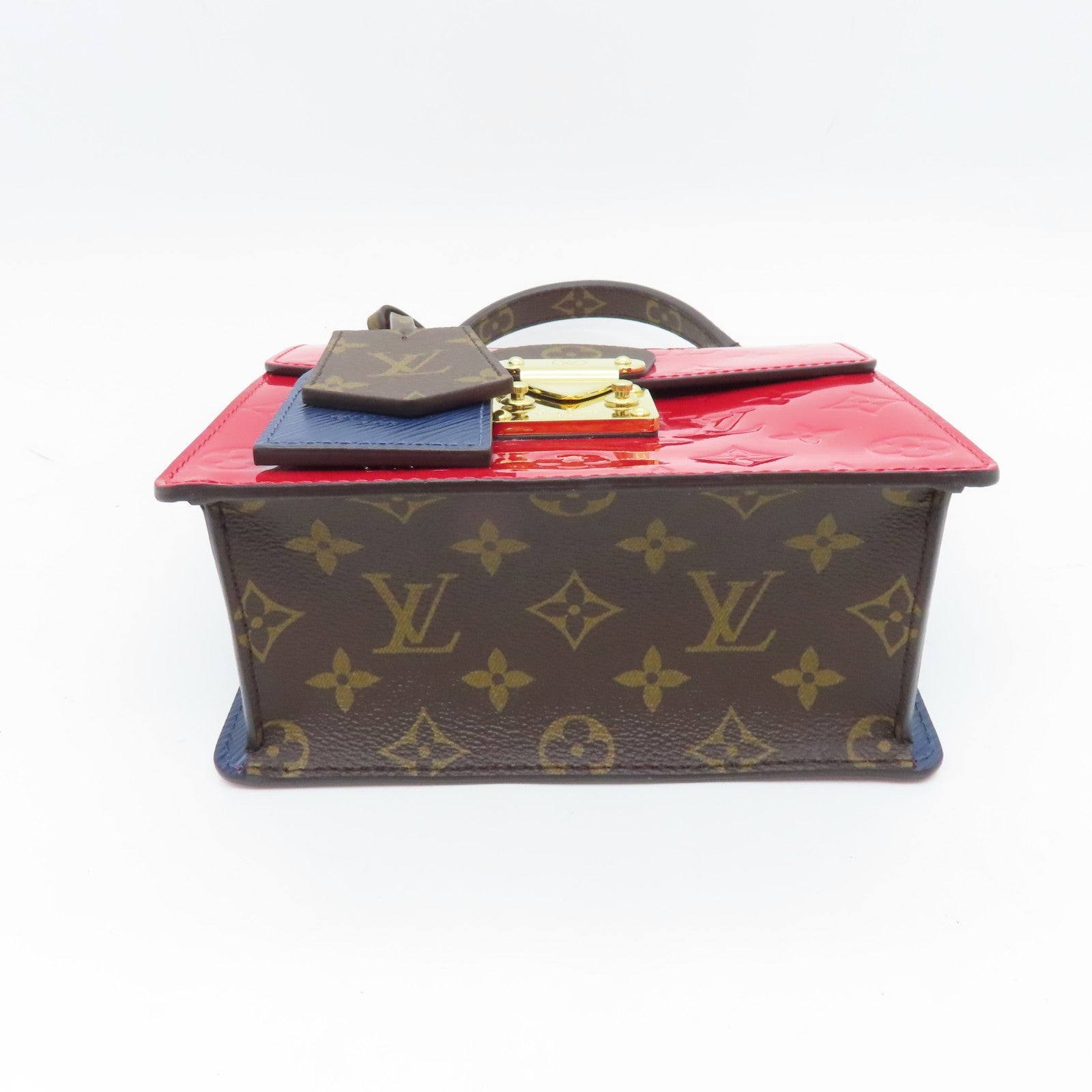 LOUIS VUITTON Monogram Vernis Spring Street金扣手挽肩背两用袋红色