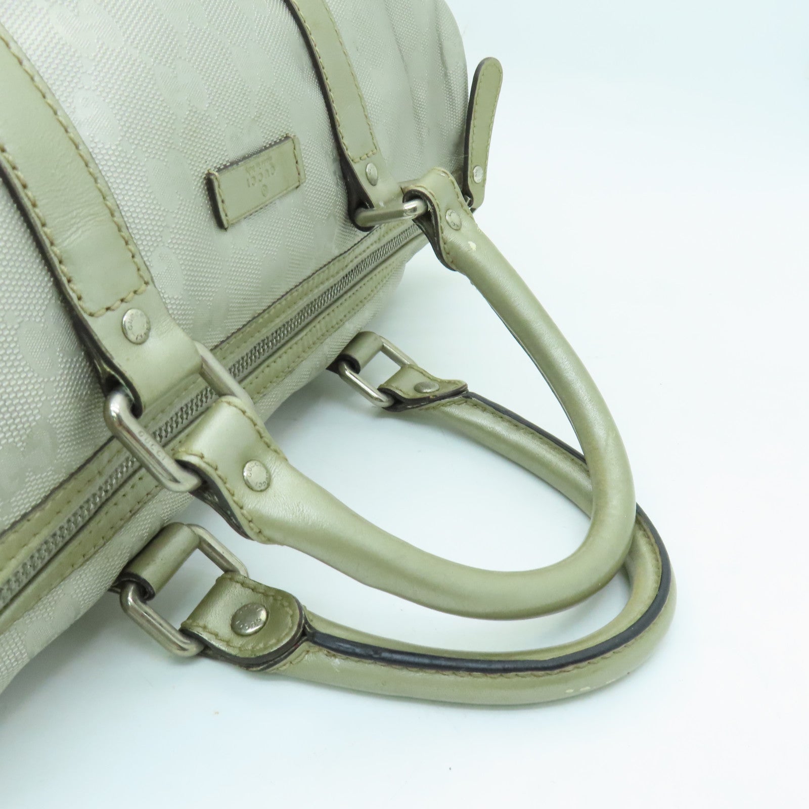 GUCCI 【激減優惠】塗層帆布Boston Bag銀扣波士頓包銀色
