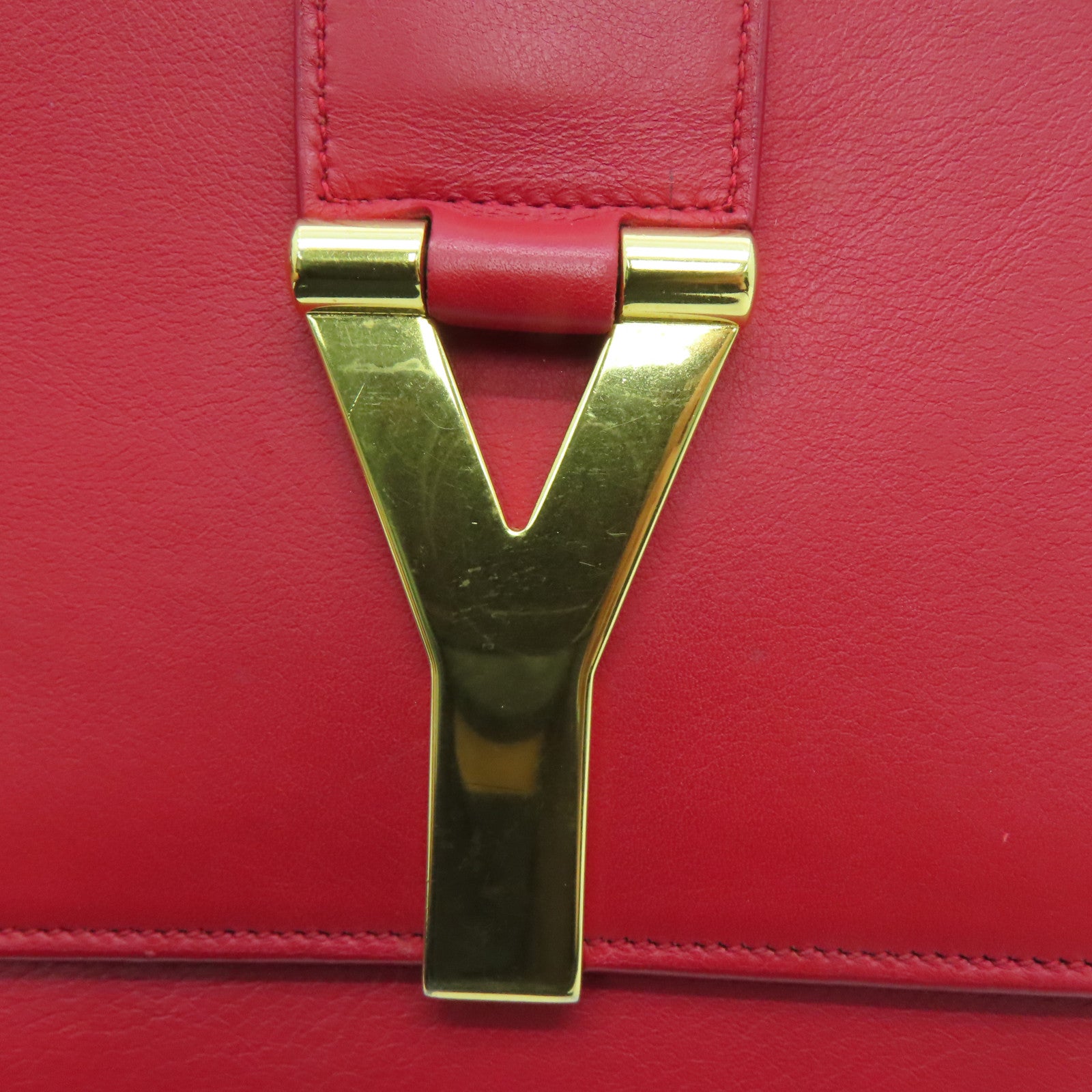 YVES SAINT LAURENT 牛皮皮革Clutch Bag金扣手拿包紅色