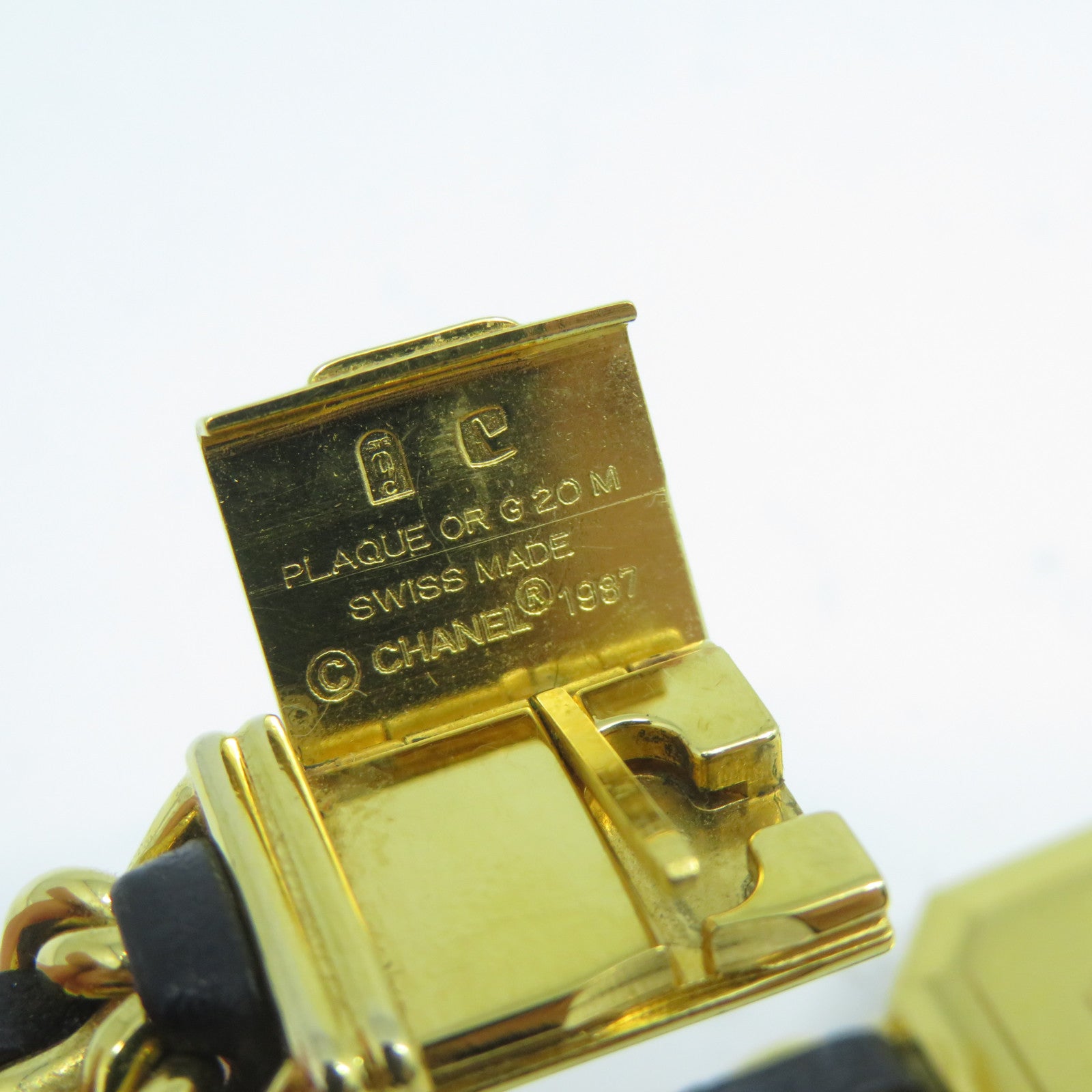 CHANEL Premiere M鍍金石英機芯手錶黑色/金色