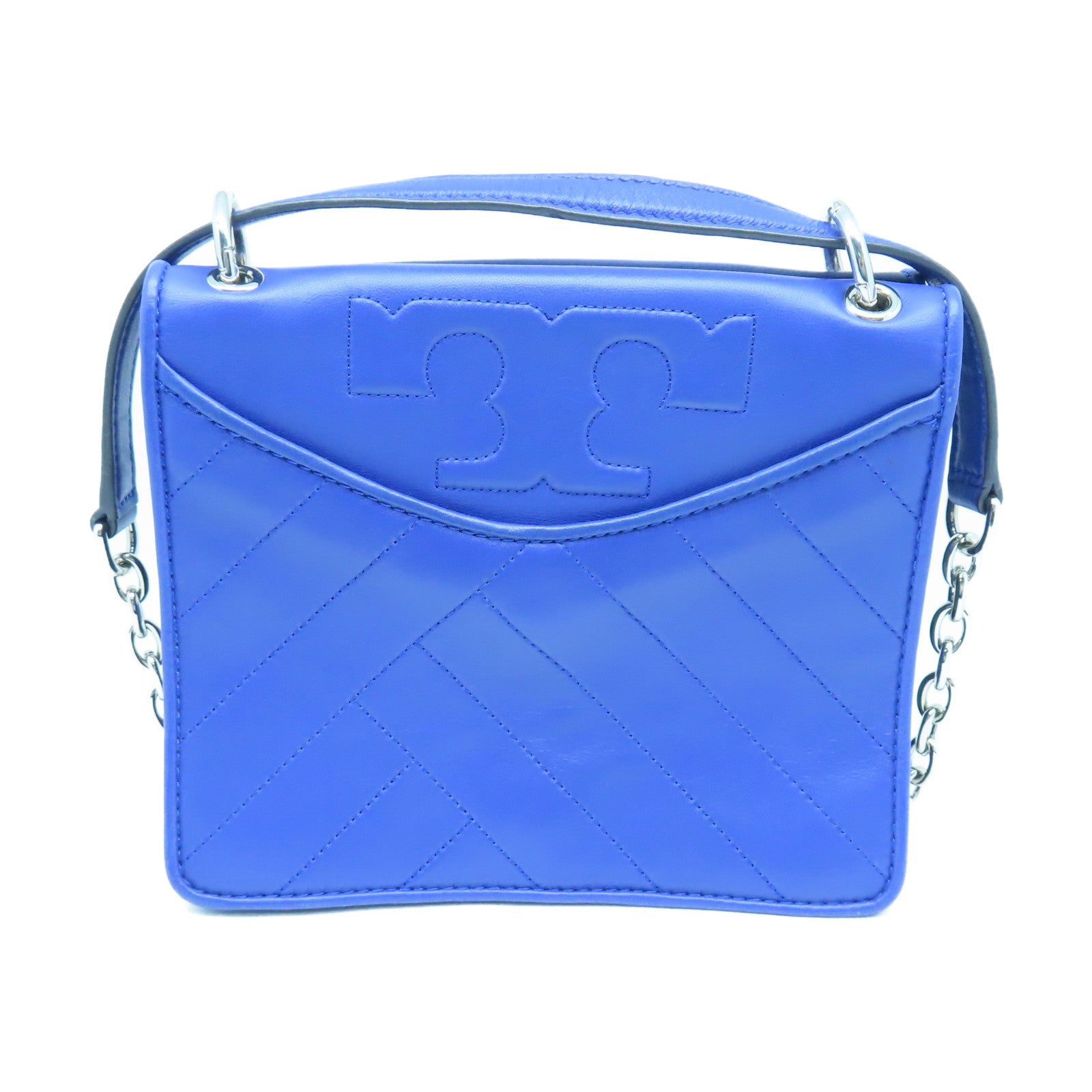 Tory Burch 牛皮皮革Shoulder Bag银扣手挽肩背两用袋蓝色