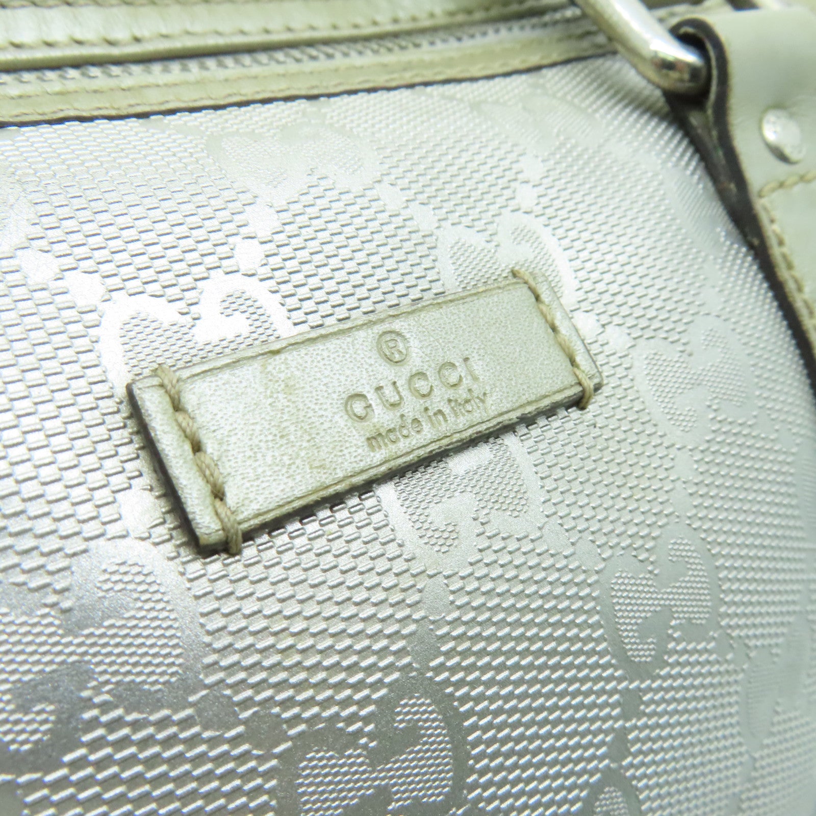 GUCCI 【激減優惠】塗層帆布Boston Bag銀扣波士頓包銀色