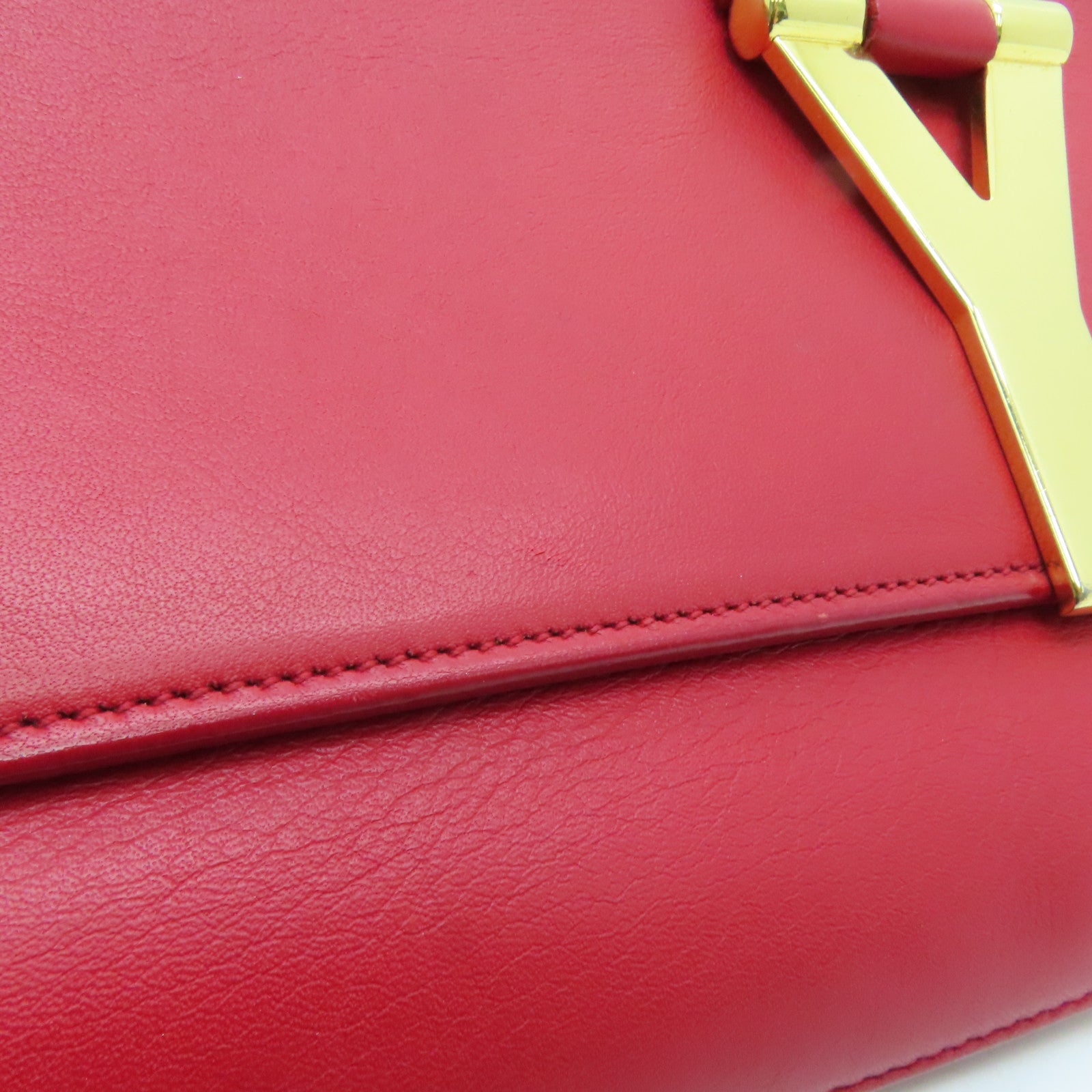 YVES SAINT LAURENT 牛皮皮革Clutch Bag金扣手拿包紅色