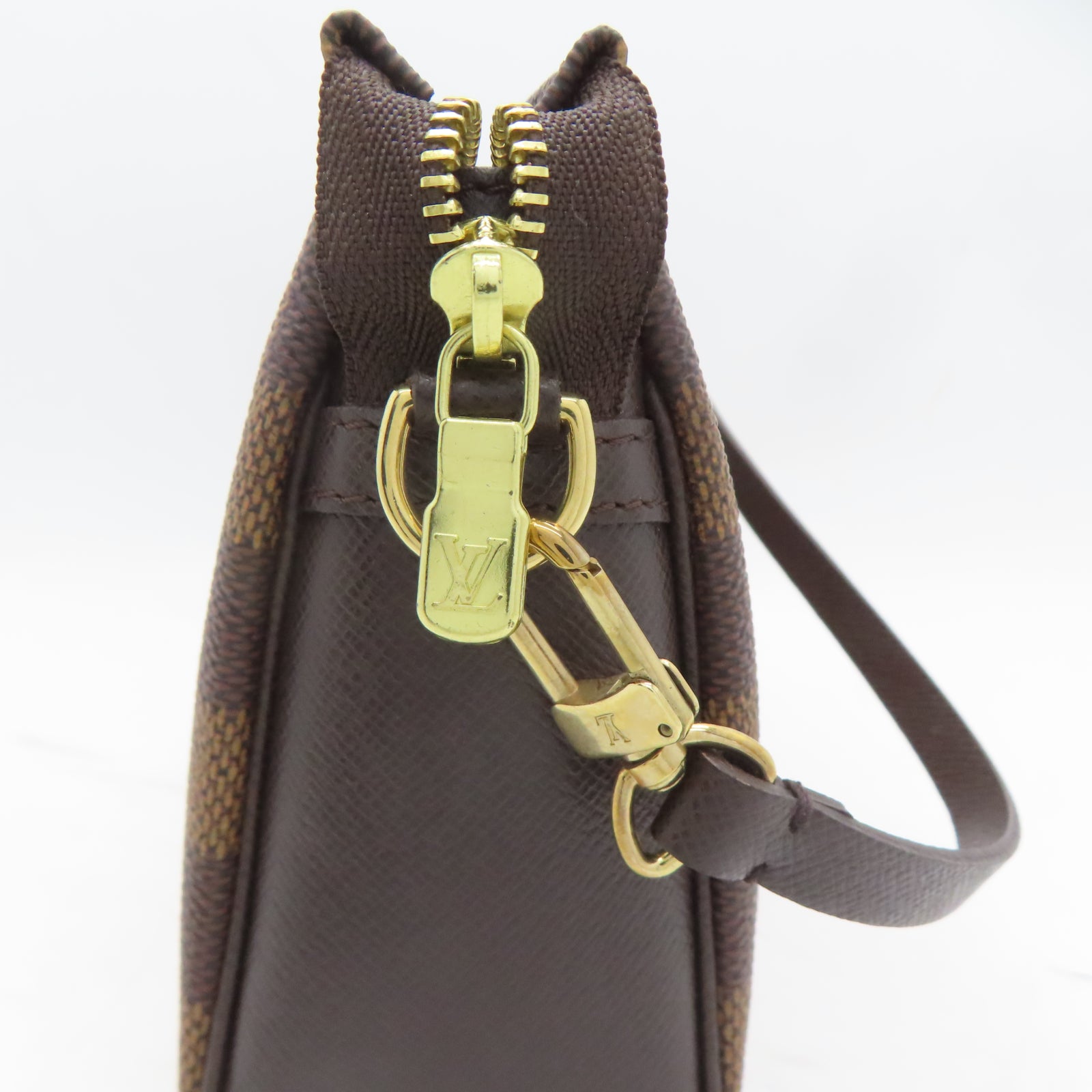 LOUIS VUITTON Damier Trousse Makeup Pouch金扣手挽袋啡色