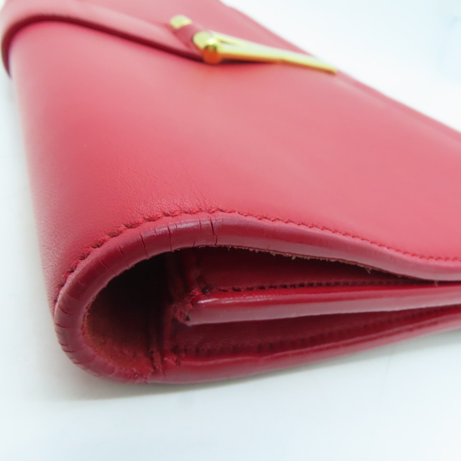 YVES SAINT LAURENT 牛皮皮革Clutch Bag金扣手拿包紅色