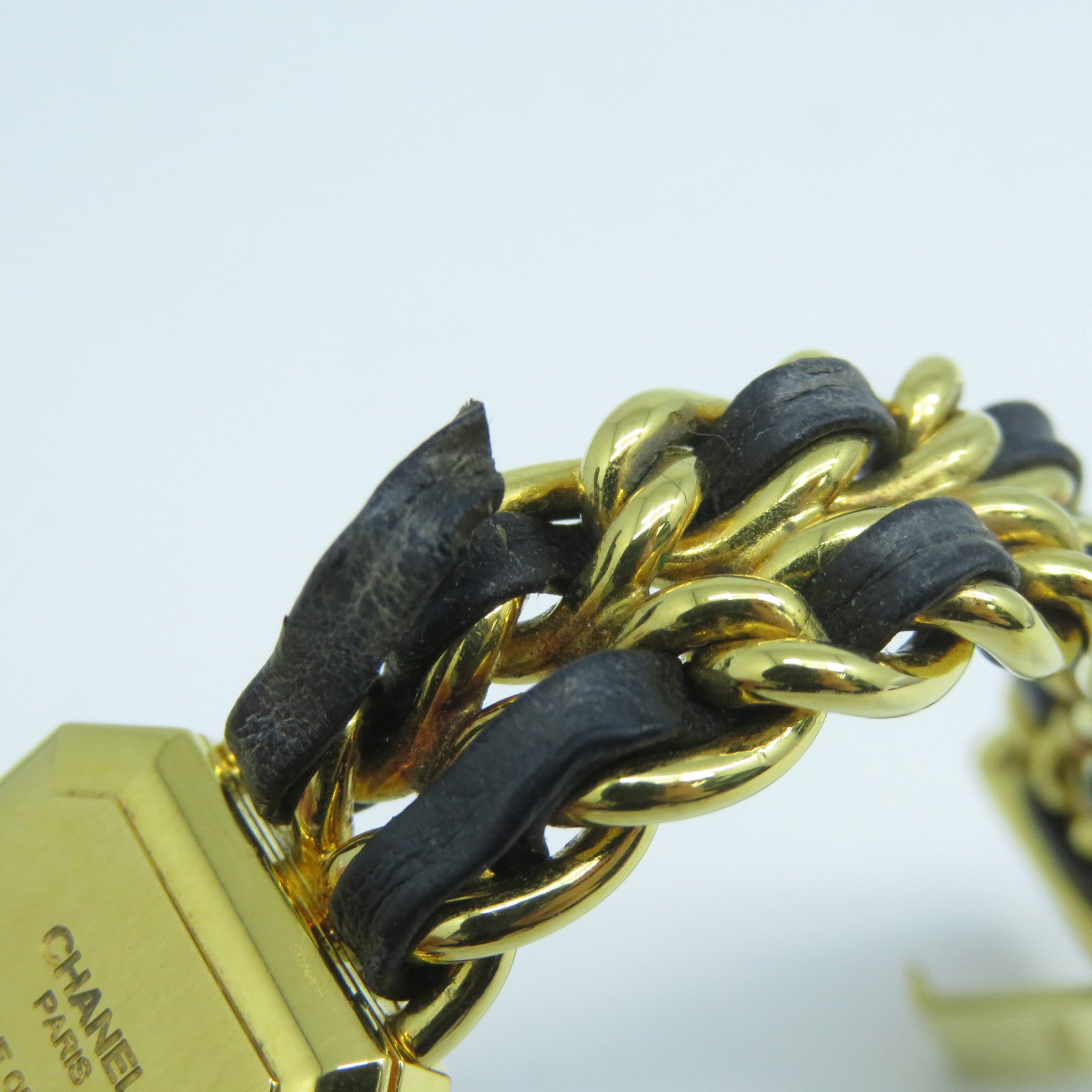 CHANEL Premiere M鍍金石英機芯手錶黑色/金色