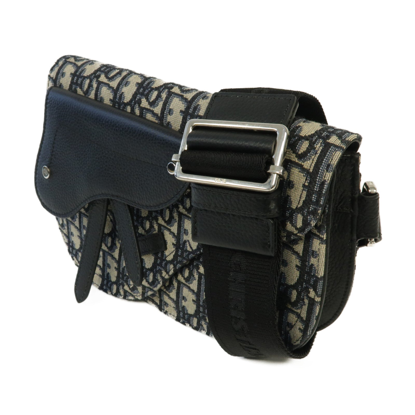 Dior 帆布Shoulder Bag銀扣肩背袋藍色