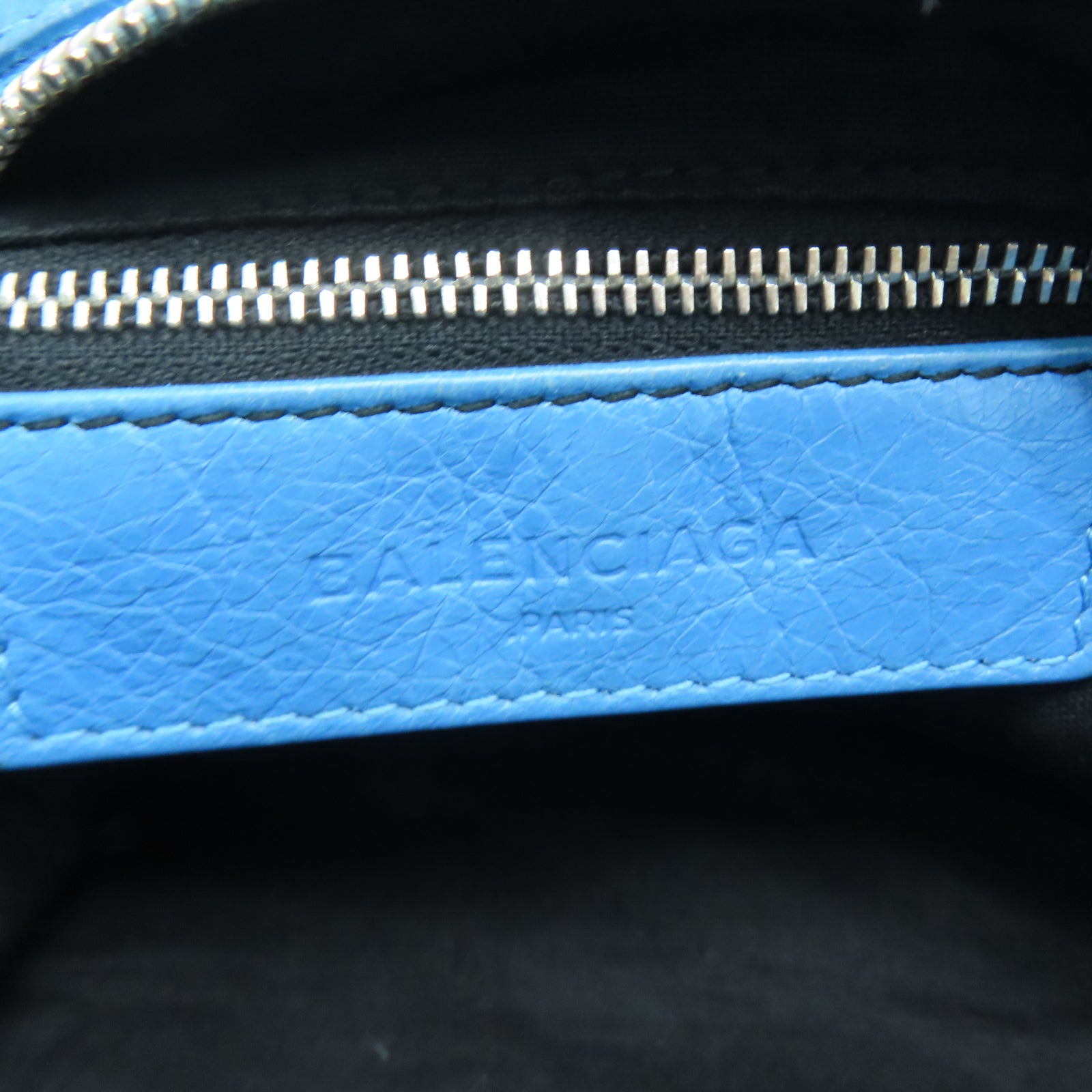 BALENCIAGA 牛皮皮革Shoulder Bag银扣手挽肩背两用袋蓝色
