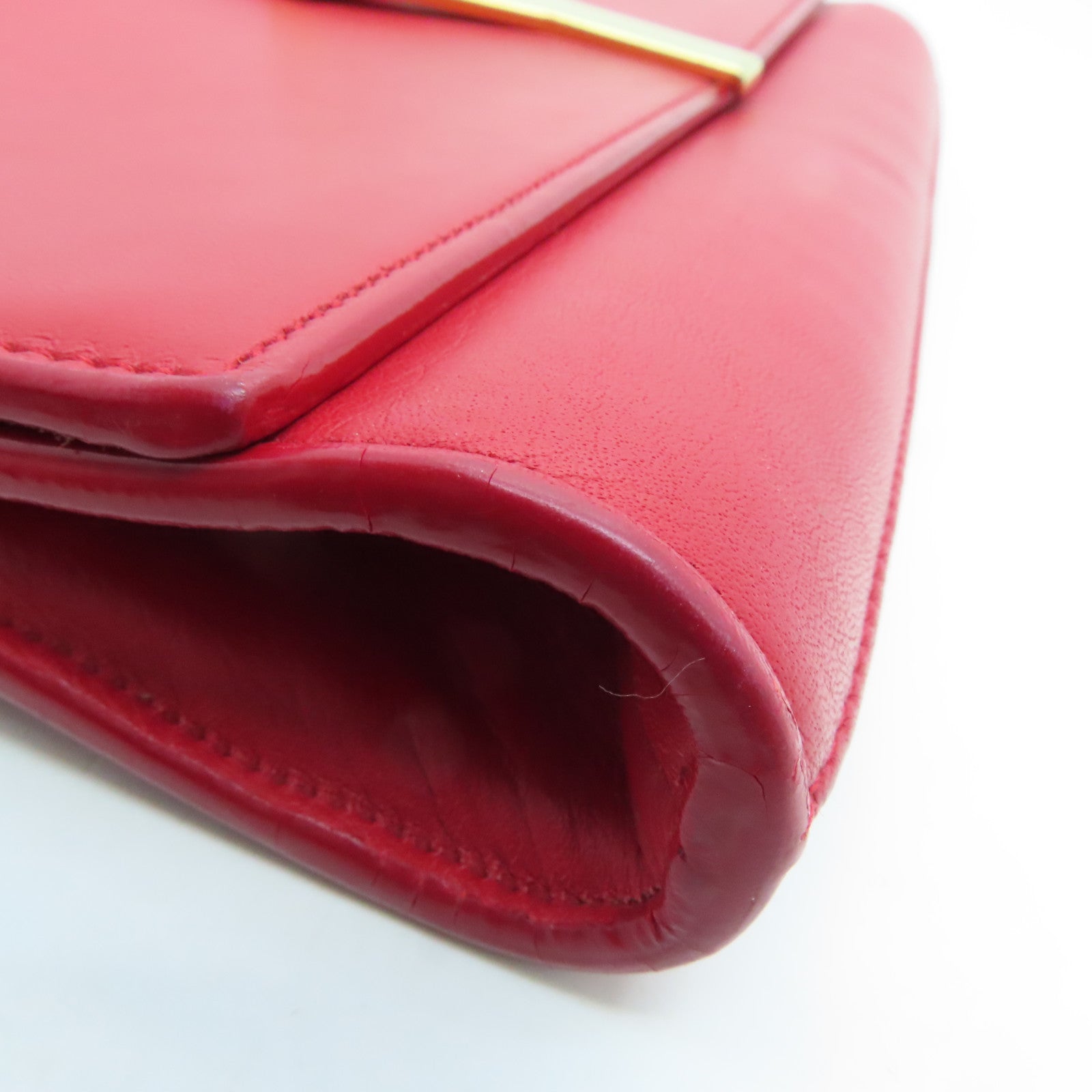 YVES SAINT LAURENT 牛皮皮革Clutch Bag金扣手拿包紅色