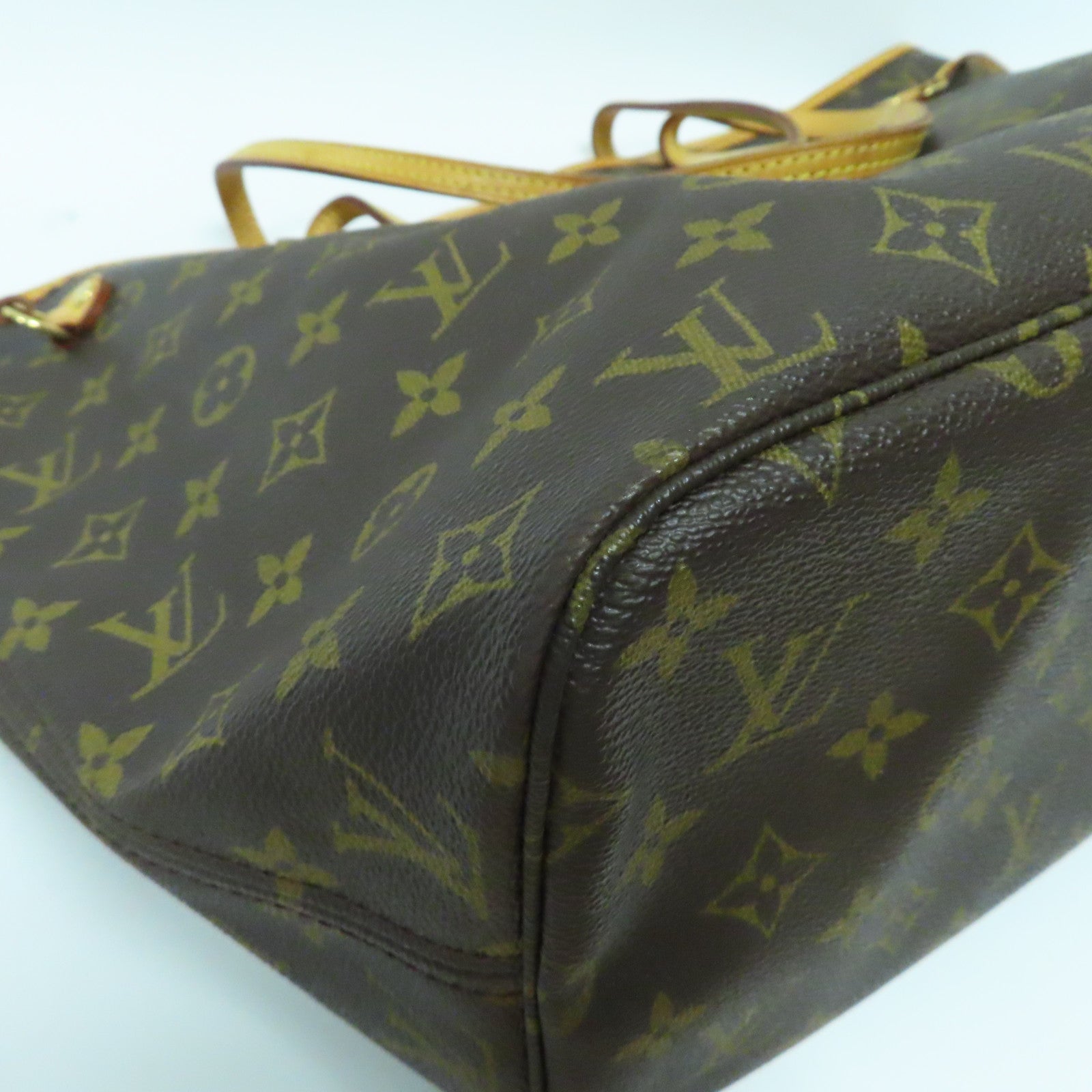LOUIS VUITTON Monogram Neverfull MM金扣肩背袋啡色