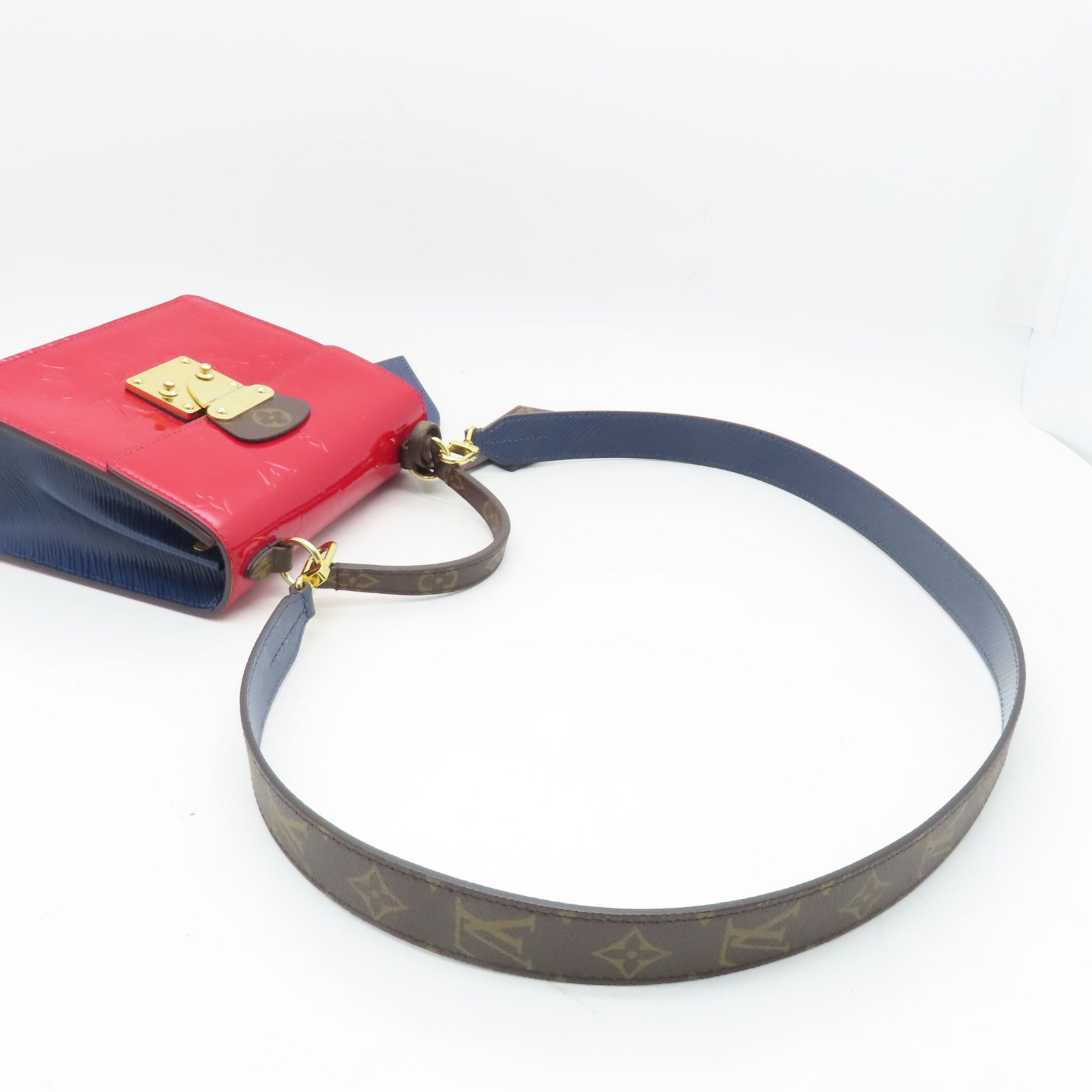 LOUIS VUITTON Monogram Vernis Spring Street金扣手挽肩背两用袋红色