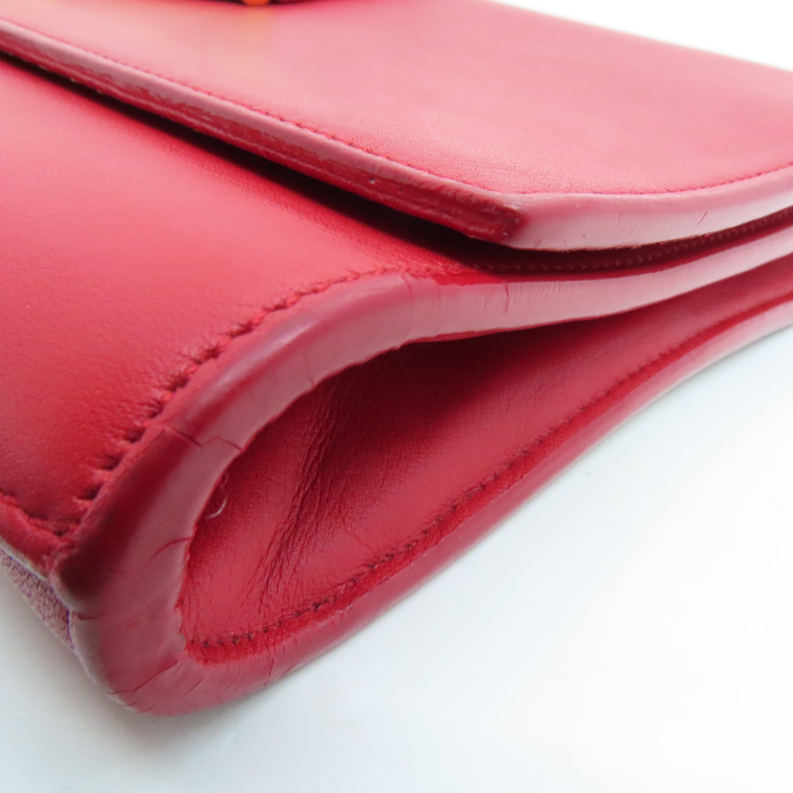 YVES SAINT LAURENT 牛皮皮革Clutch Bag金扣手拿包紅色