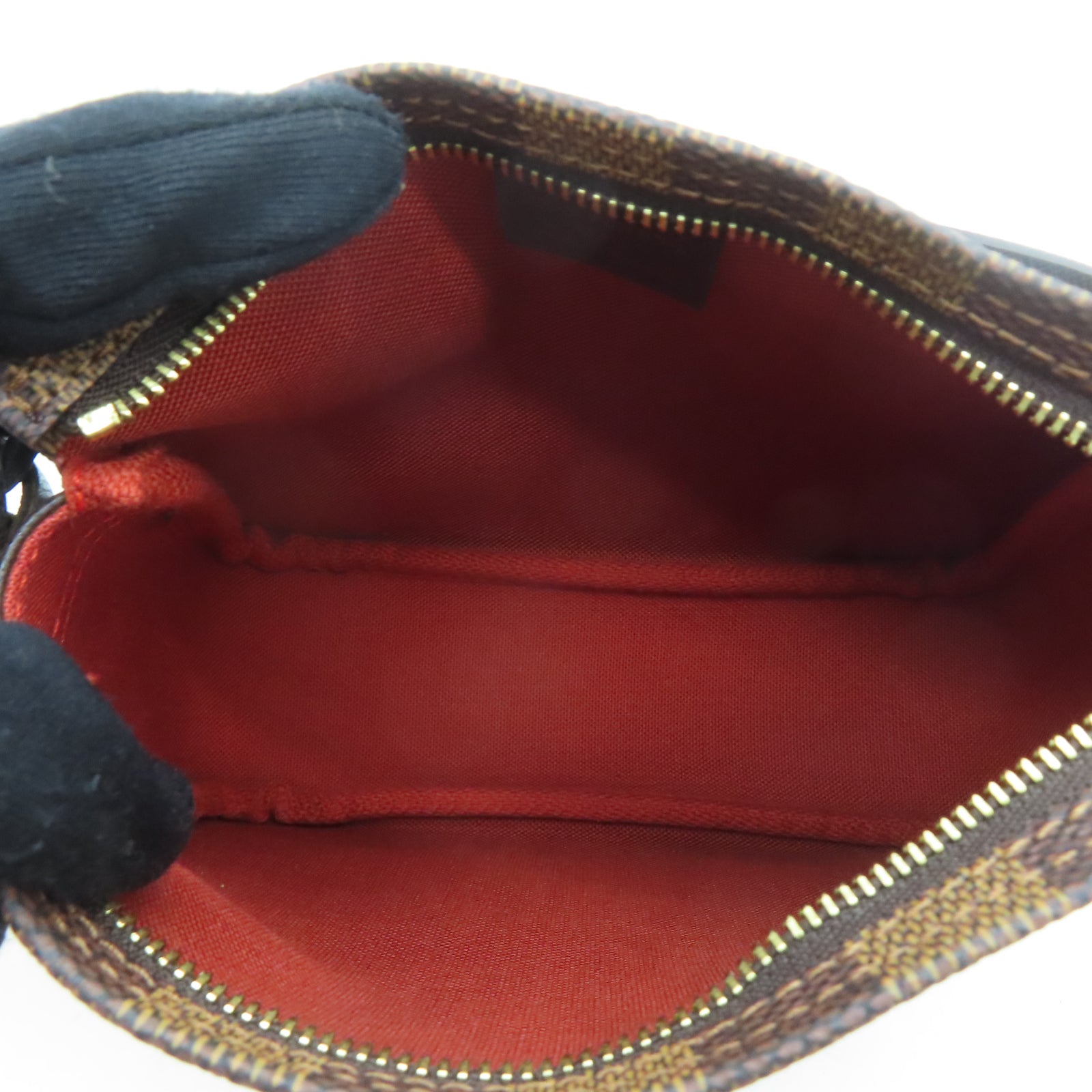 LOUIS VUITTON Damier Trousse Makeup Pouch金扣手挽袋啡色