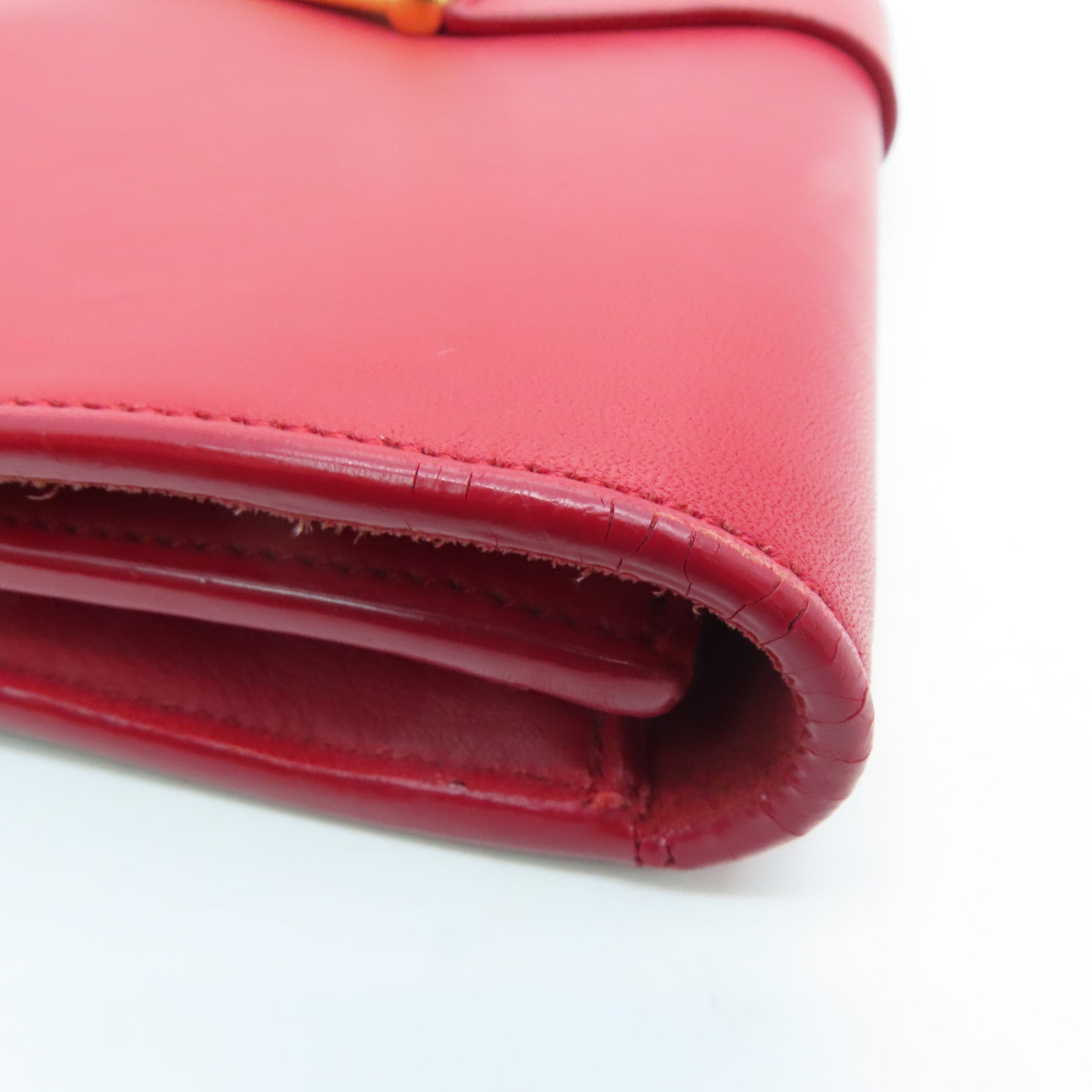 YVES SAINT LAURENT 牛皮皮革Clutch Bag金扣手拿包紅色