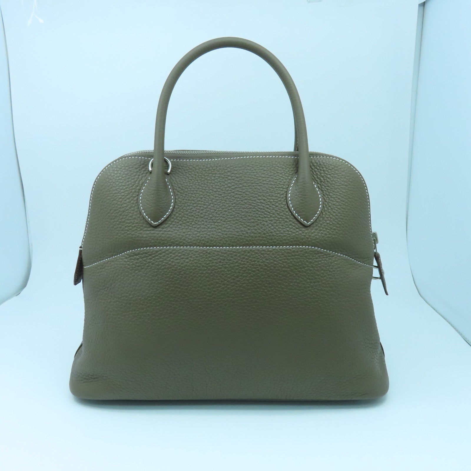 HERMES Clemence皮革Bolide 31銀扣手挽肩背兩用袋大象灰