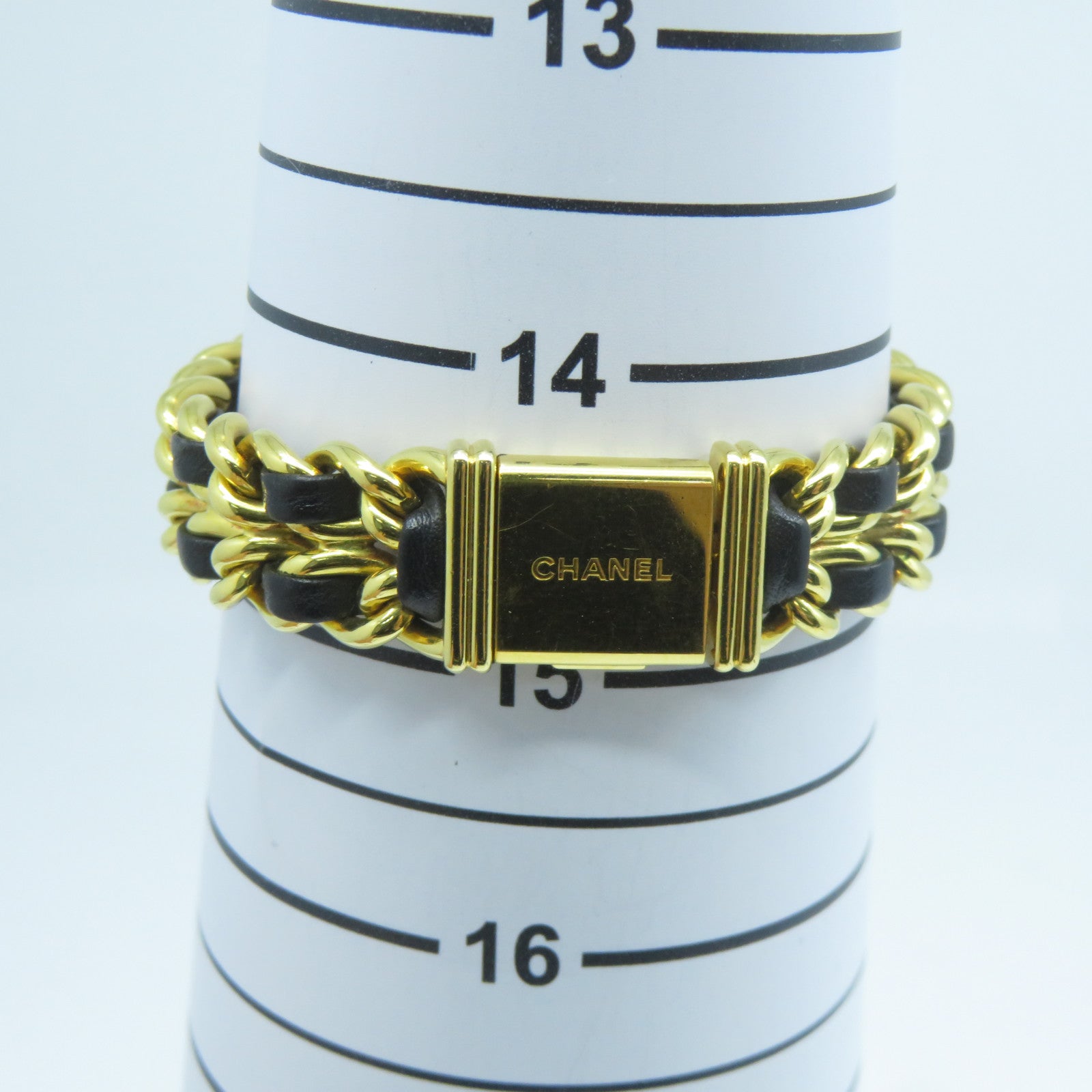 CHANEL Premiere M鍍金石英機芯手錶黑色/金色