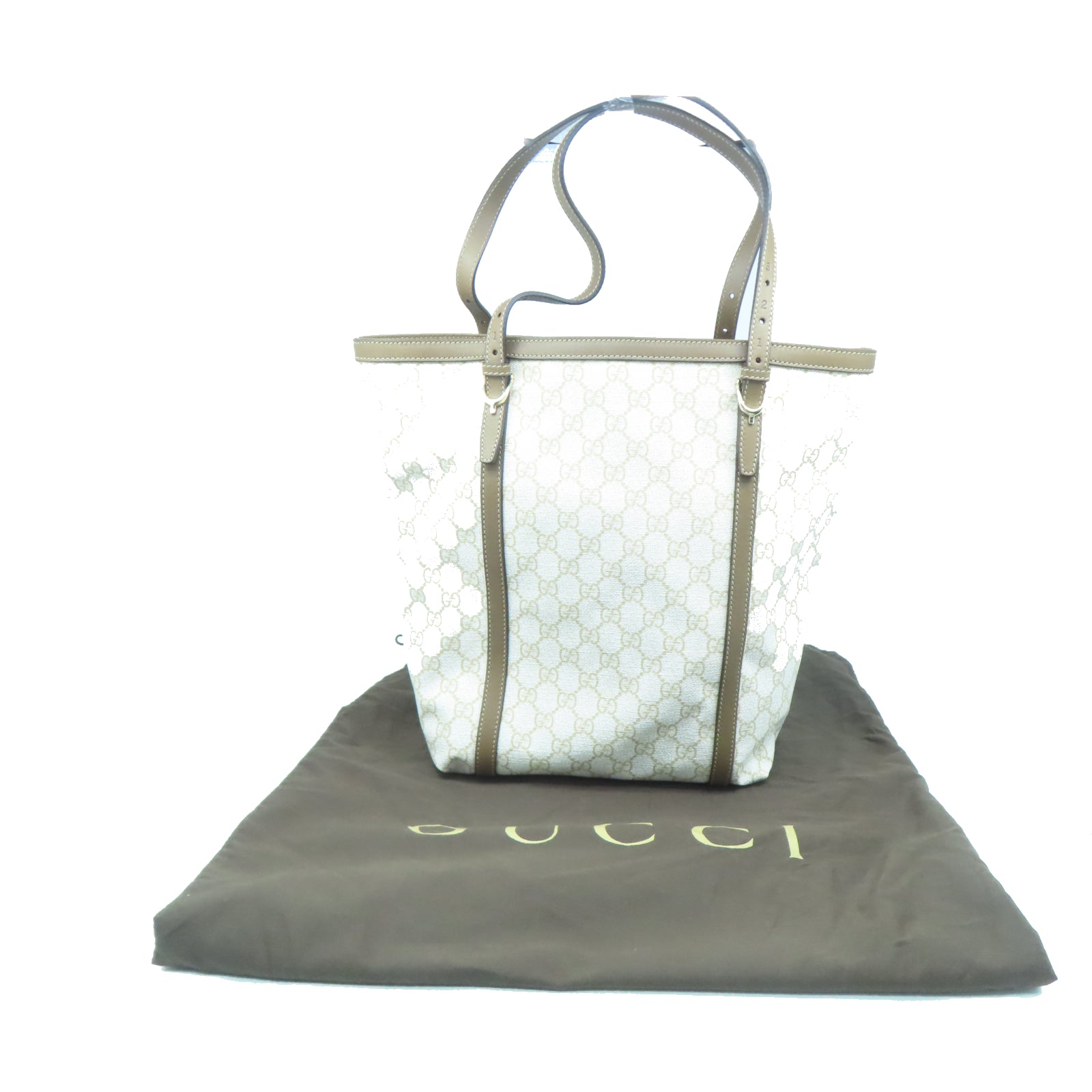 GUCCI 塗層帆布Tote Bag金扣手挽袋白色