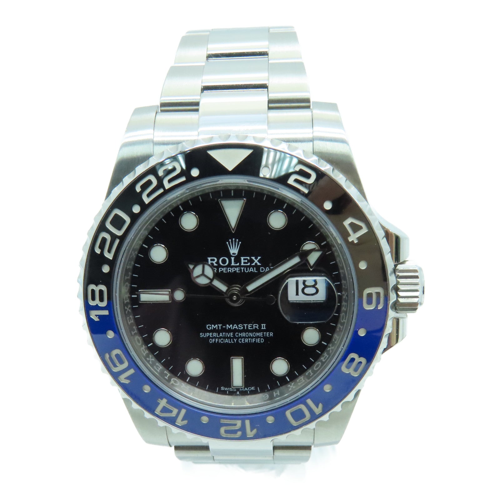 ROLEX GMT MasterⅡ不鏽鋼/18K白金 手錶自動機芯黑色
