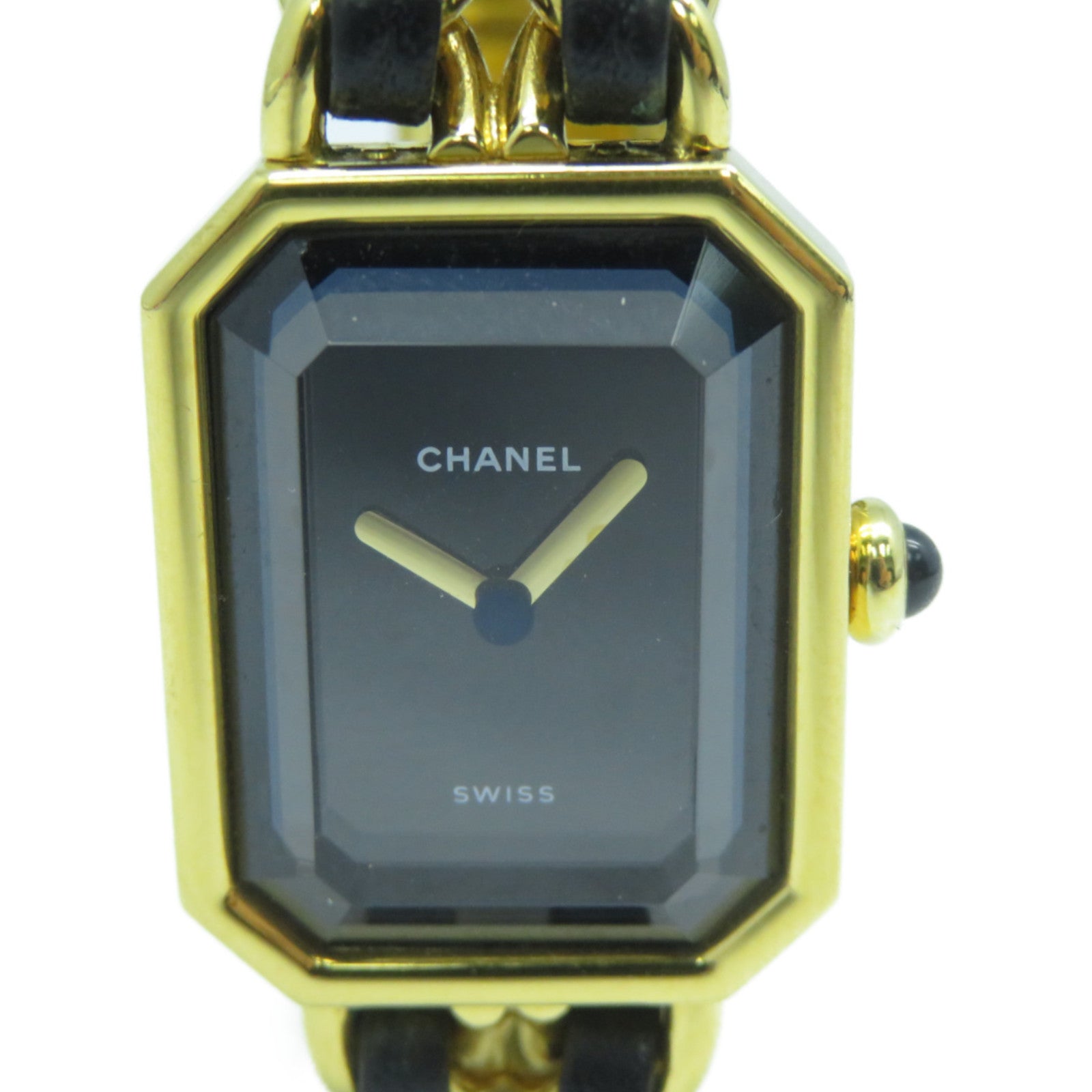 CHANEL Premiere M鍍金石英機芯手錶黑色/金色