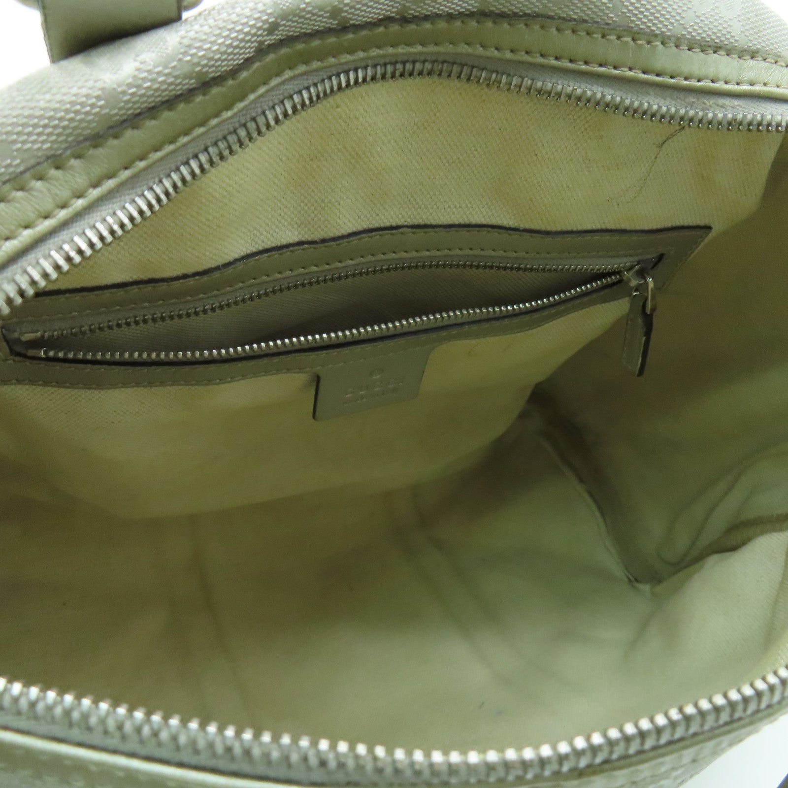 GUCCI 【激減優惠】塗層帆布Boston Bag銀扣波士頓包銀色