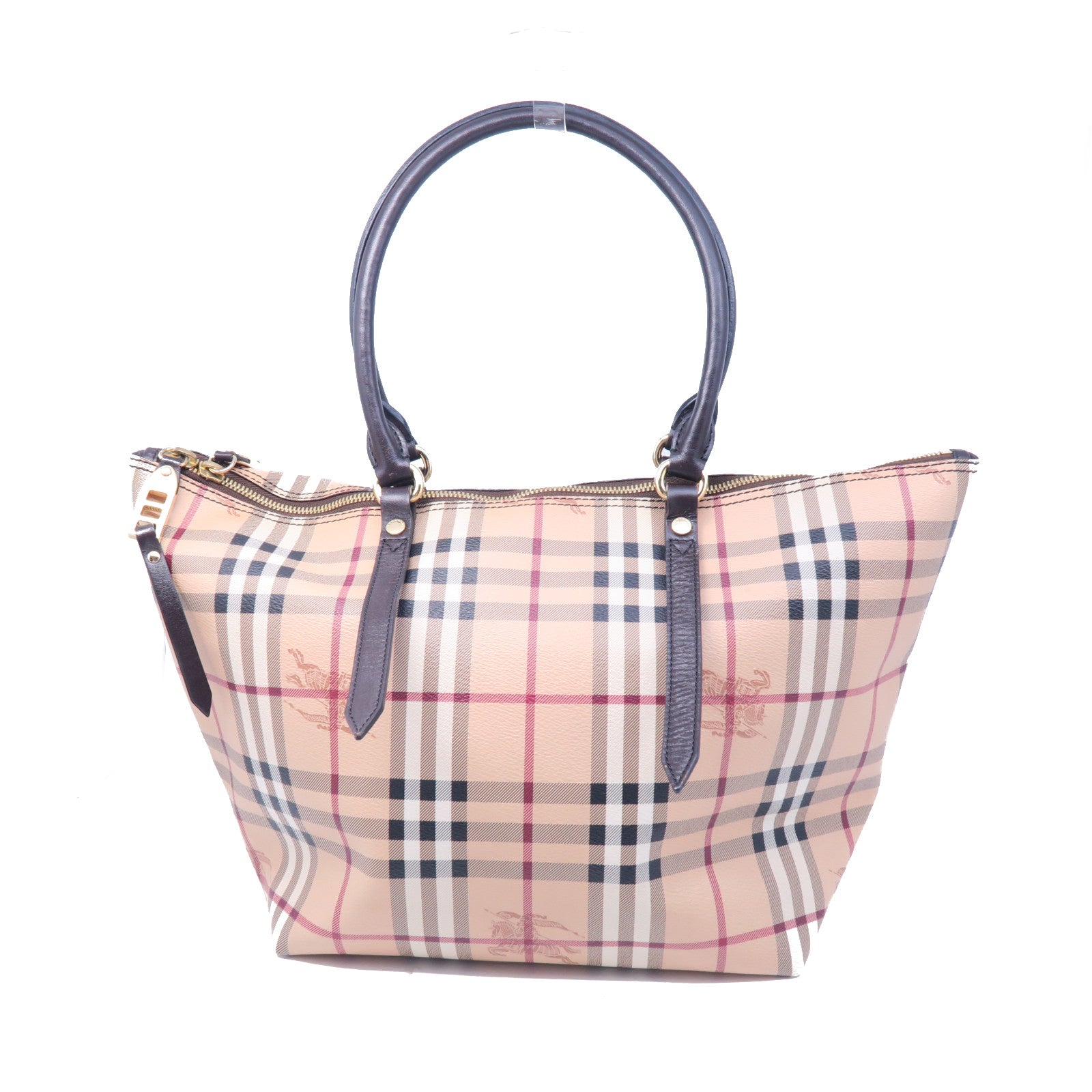 BURBERRY 塗層帆布Salisbury Tote Haymarket金扣手挽袋棕色