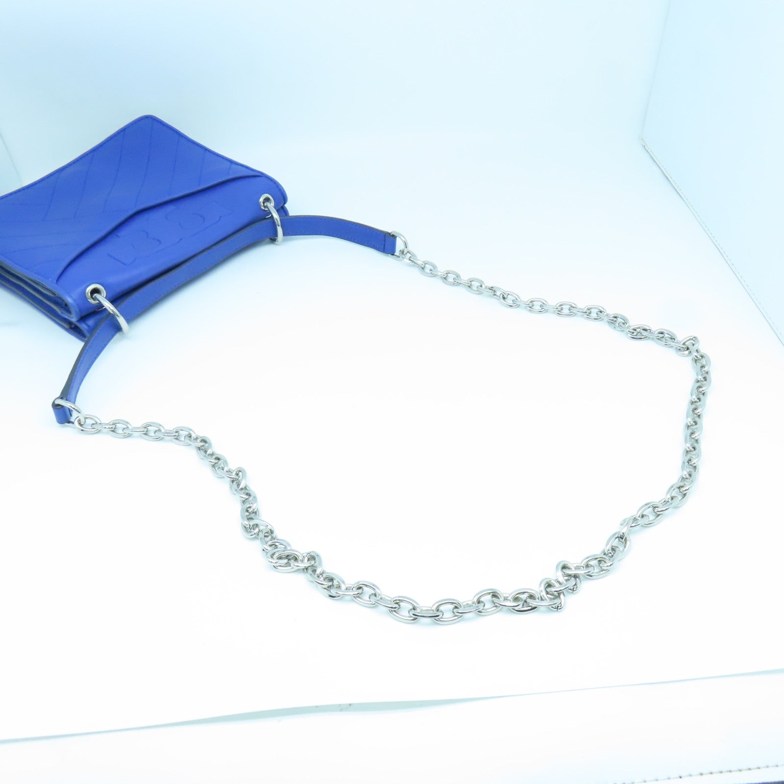 Tory Burch 牛皮皮革Shoulder Bag银扣手挽肩背两用袋蓝色