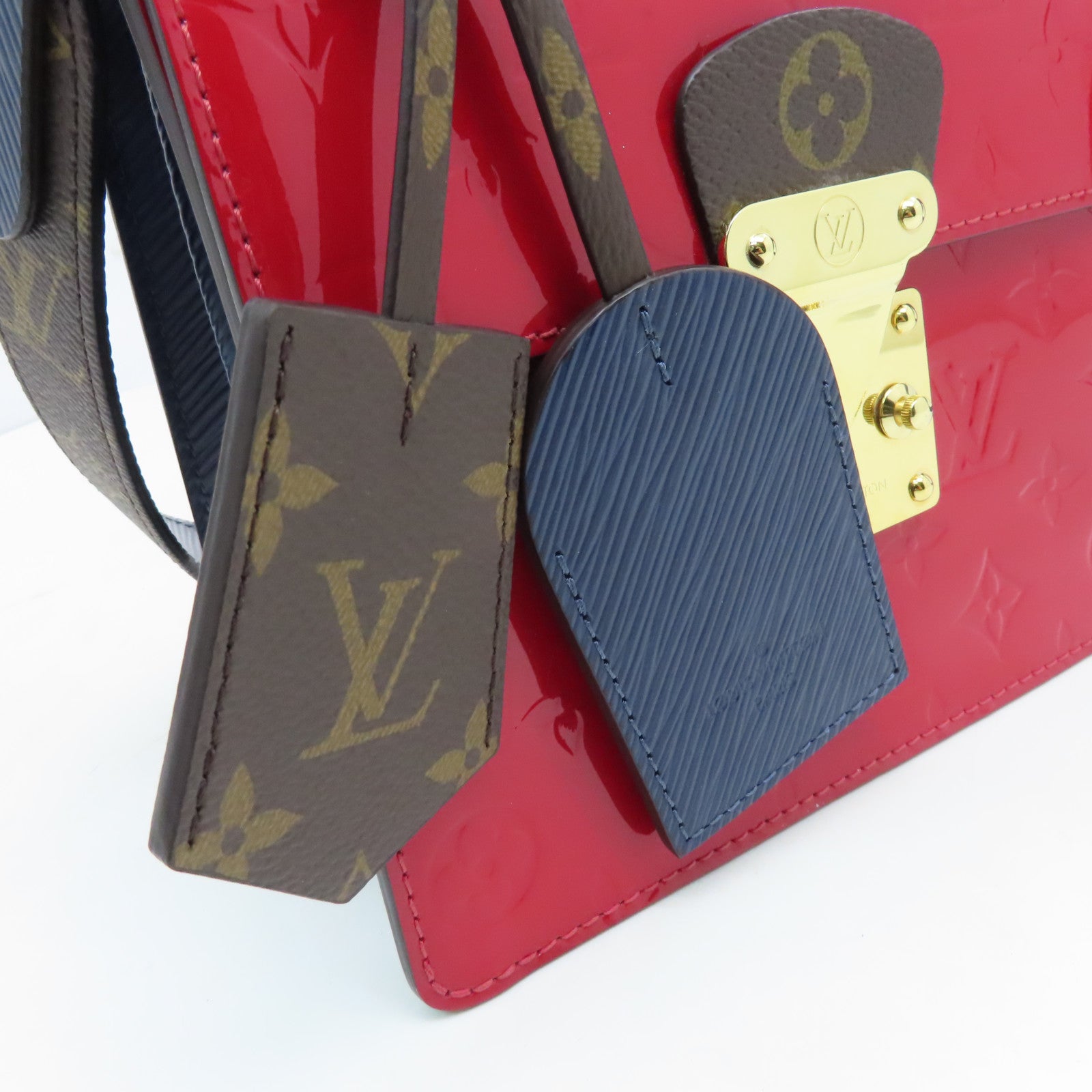 LOUIS VUITTON Monogram Vernis Spring Street金扣手挽肩背两用袋红色