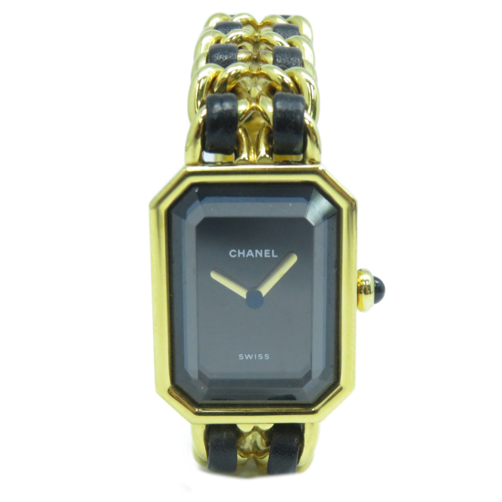 CHANEL Premiere M鍍金石英機芯手錶黑色/金色