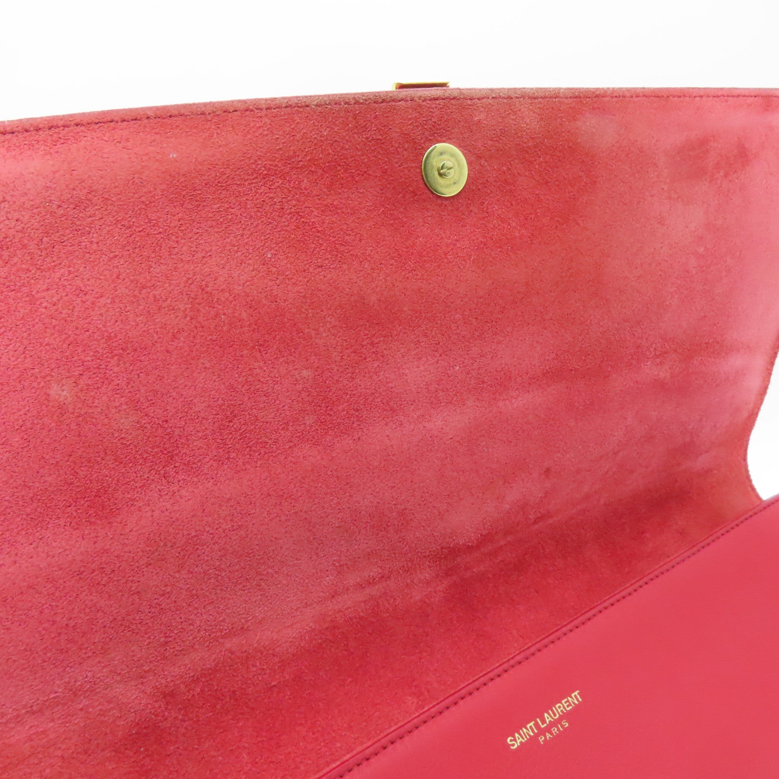 YVES SAINT LAURENT 牛皮皮革Clutch Bag金扣手拿包紅色