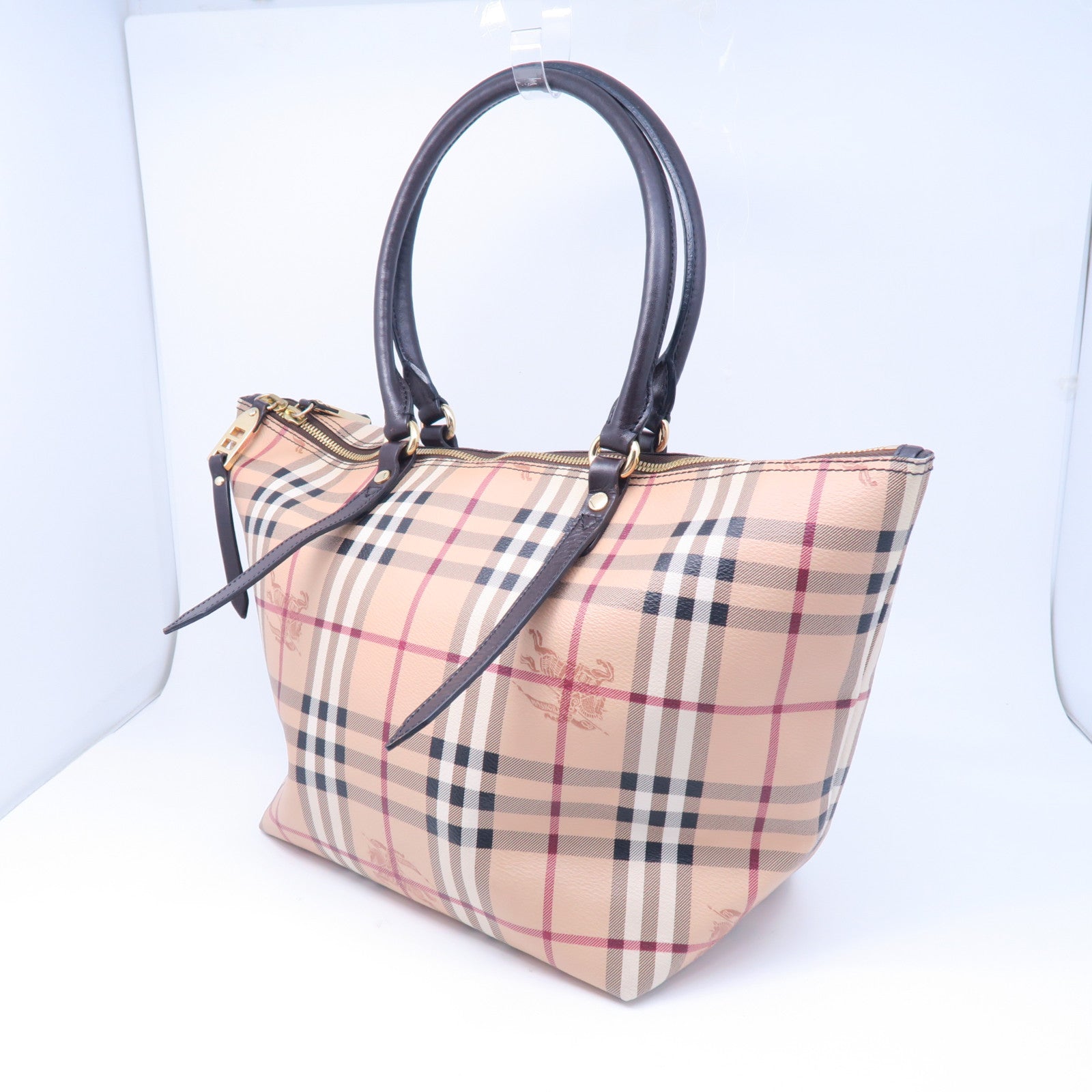 BURBERRY 塗層帆布Salisbury Tote Haymarket金扣手挽袋棕色