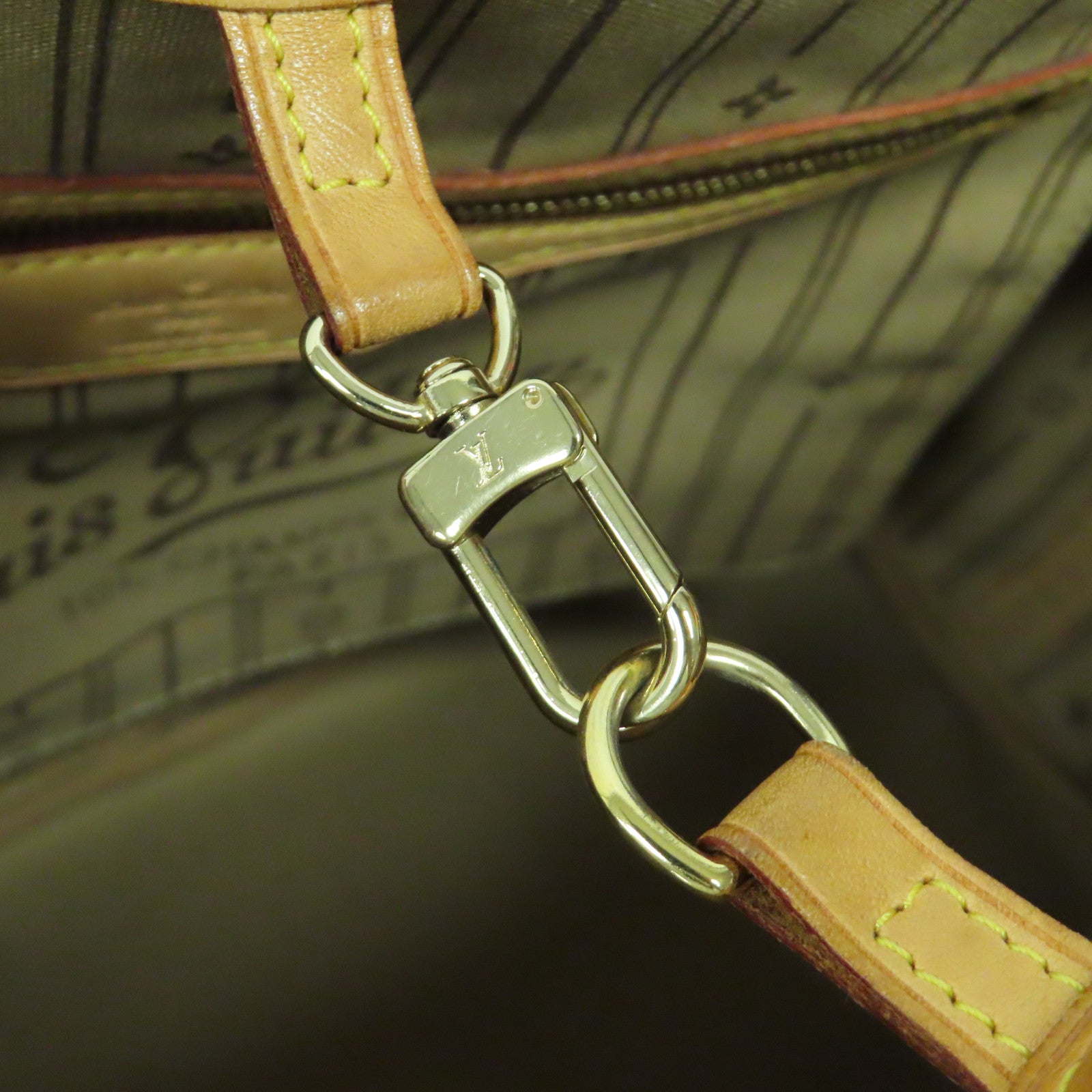 LOUIS VUITTON Monogram Neverfull MM金扣肩背袋啡色