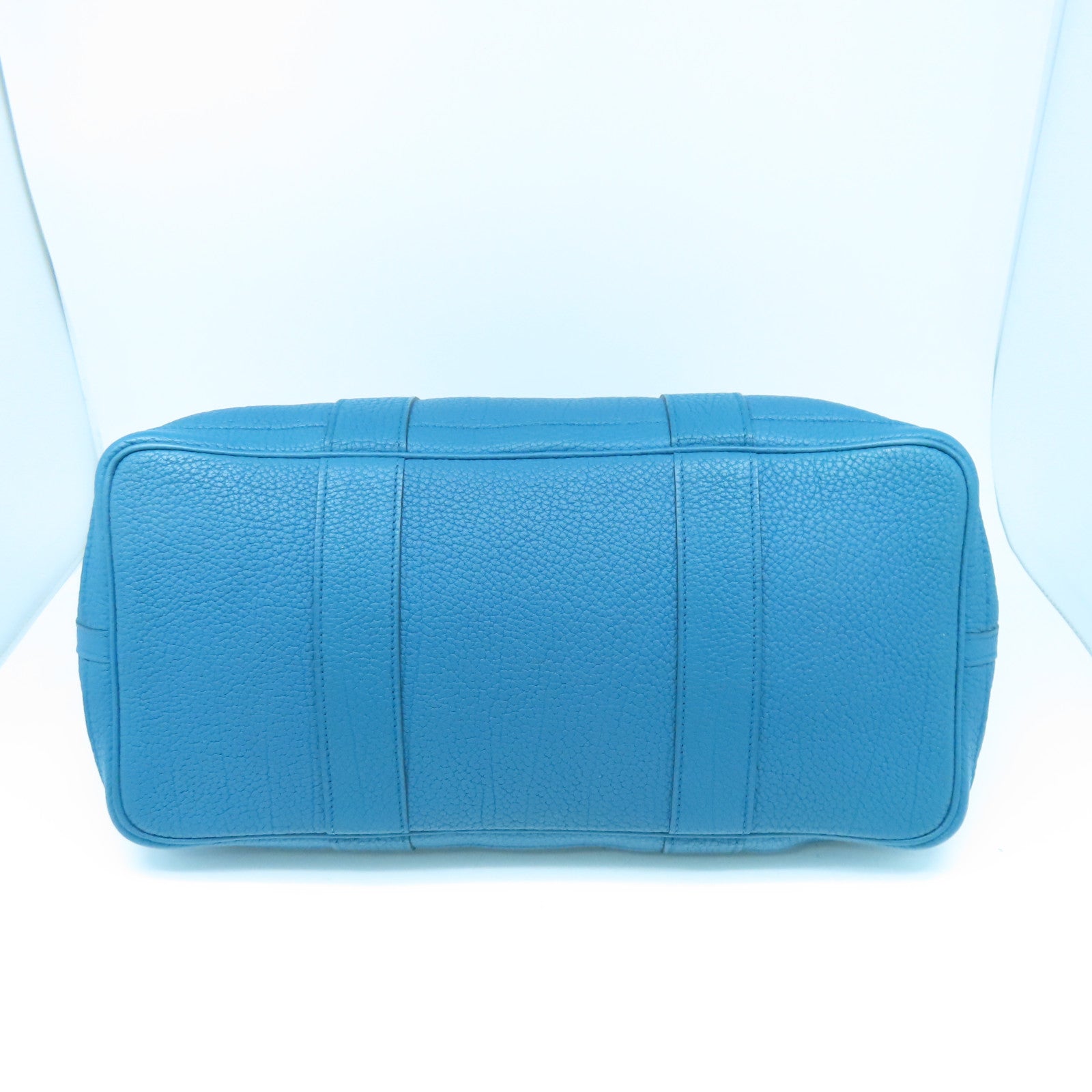 HERMES Negonda皮革Garden Party GM銀扣手挽袋Cobalt藍色