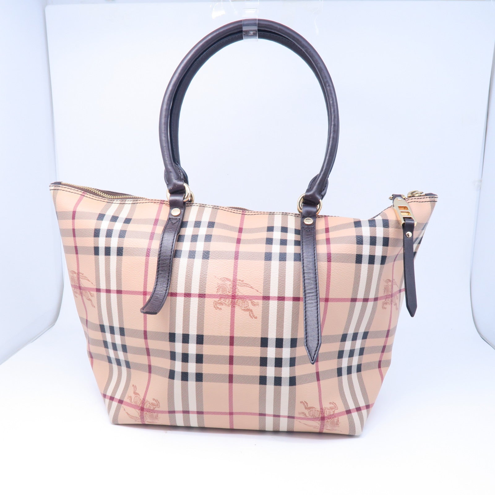 BURBERRY 塗層帆布Salisbury Tote Haymarket金扣手挽袋棕色
