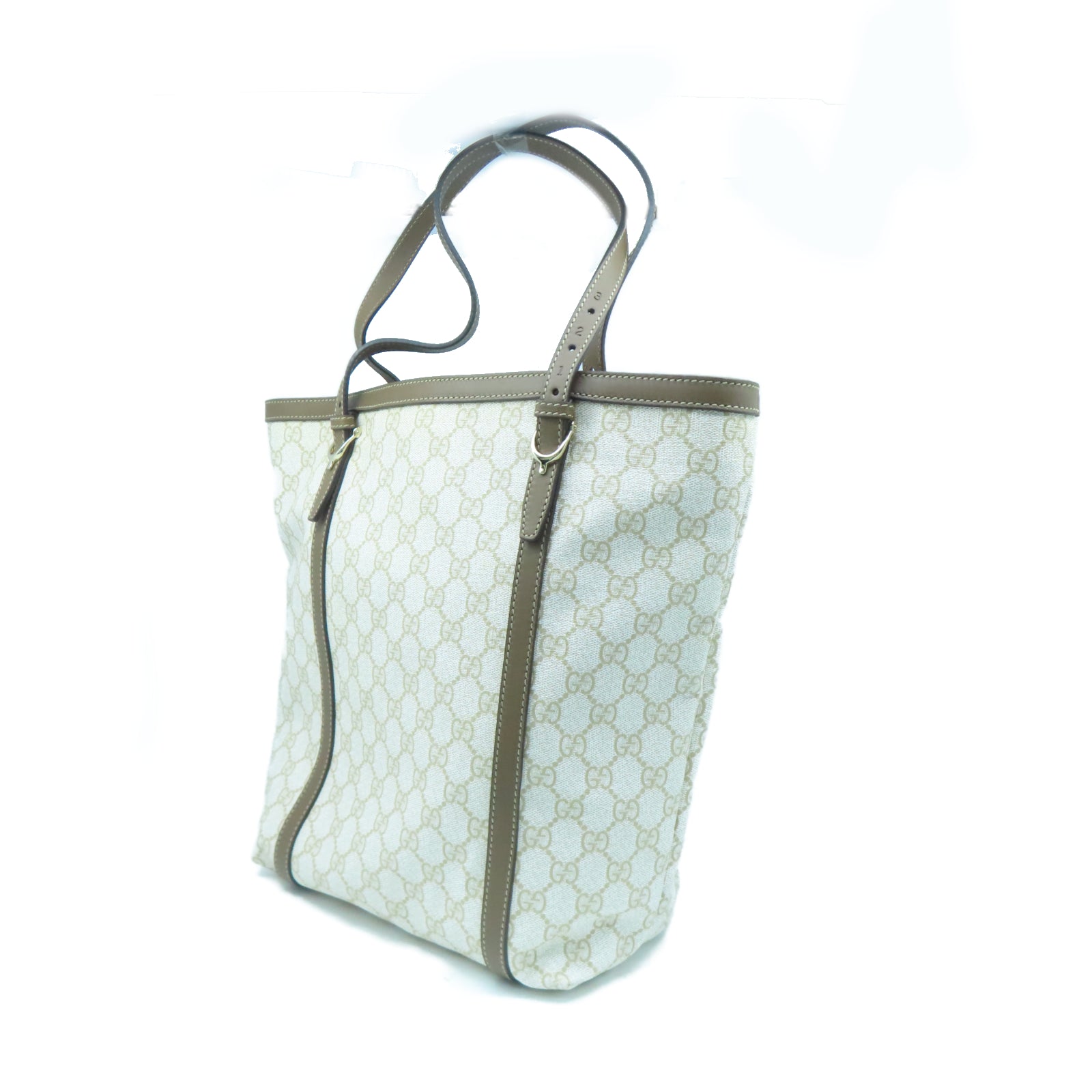 GUCCI 塗層帆布Tote Bag金扣手挽袋白色