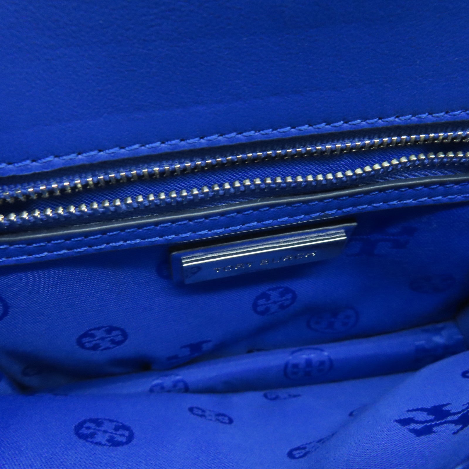 Tory Burch 牛皮皮革Shoulder Bag银扣手挽肩背两用袋蓝色