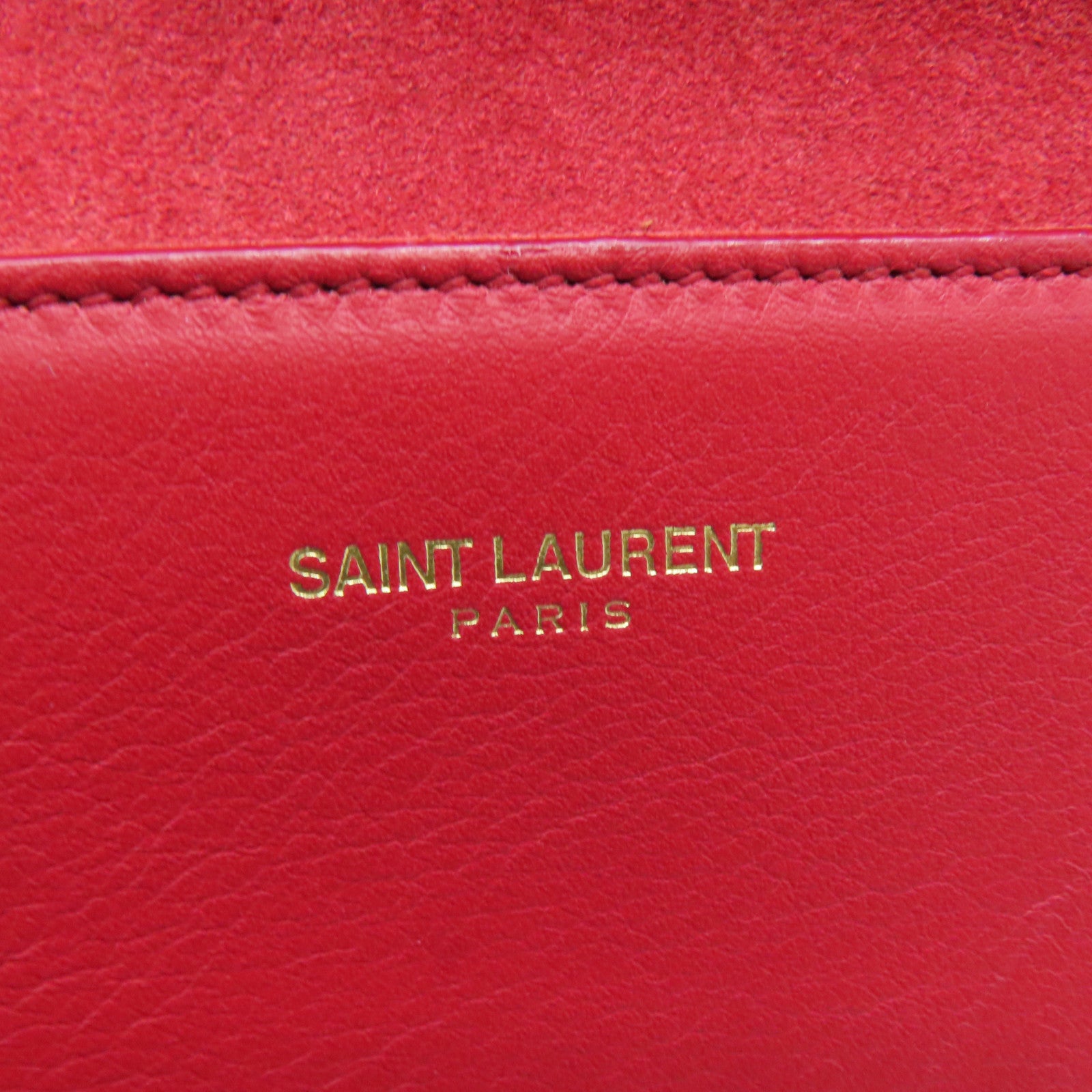 YVES SAINT LAURENT 牛皮皮革Clutch Bag金扣手拿包紅色