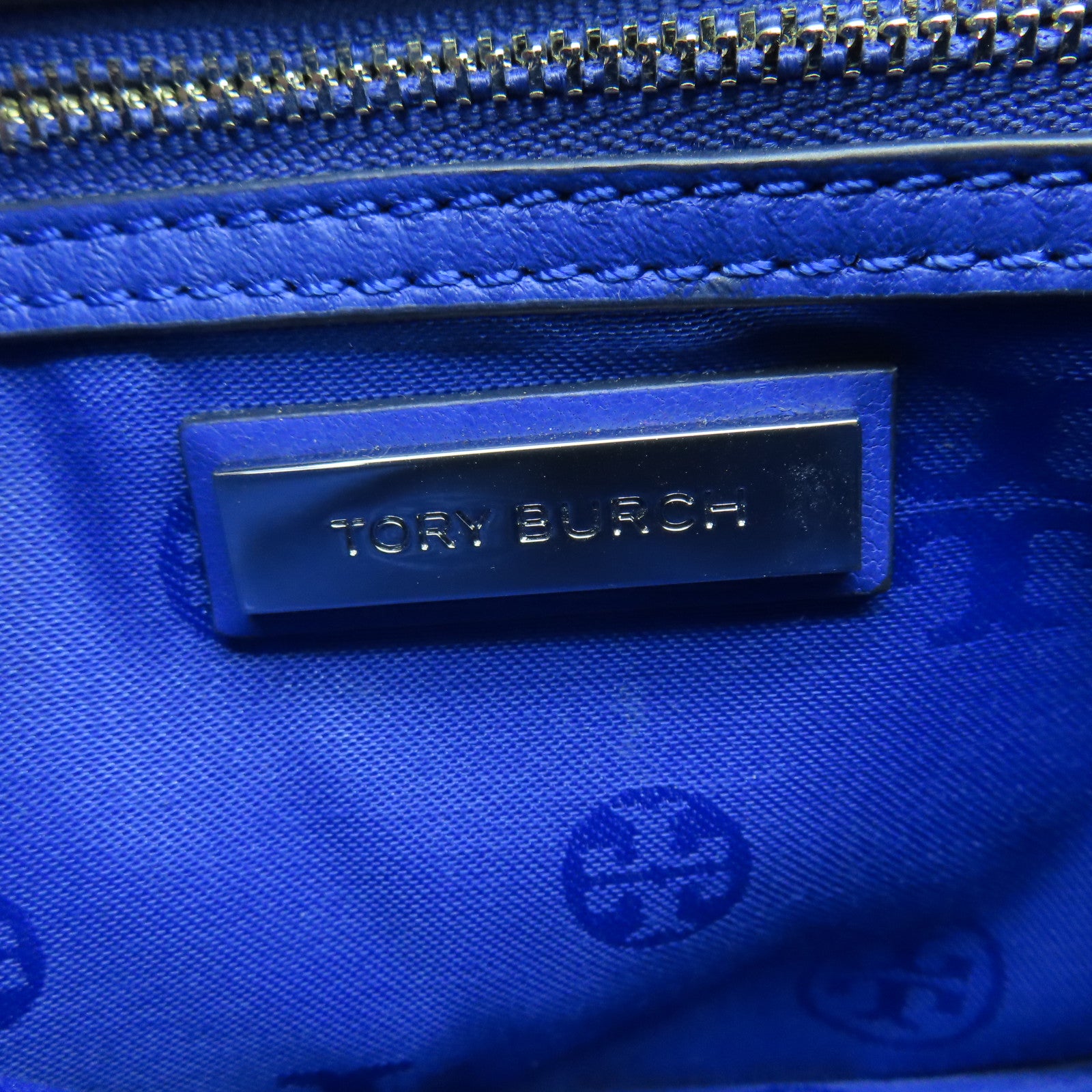 Tory Burch 牛皮皮革Shoulder Bag银扣手挽肩背两用袋蓝色