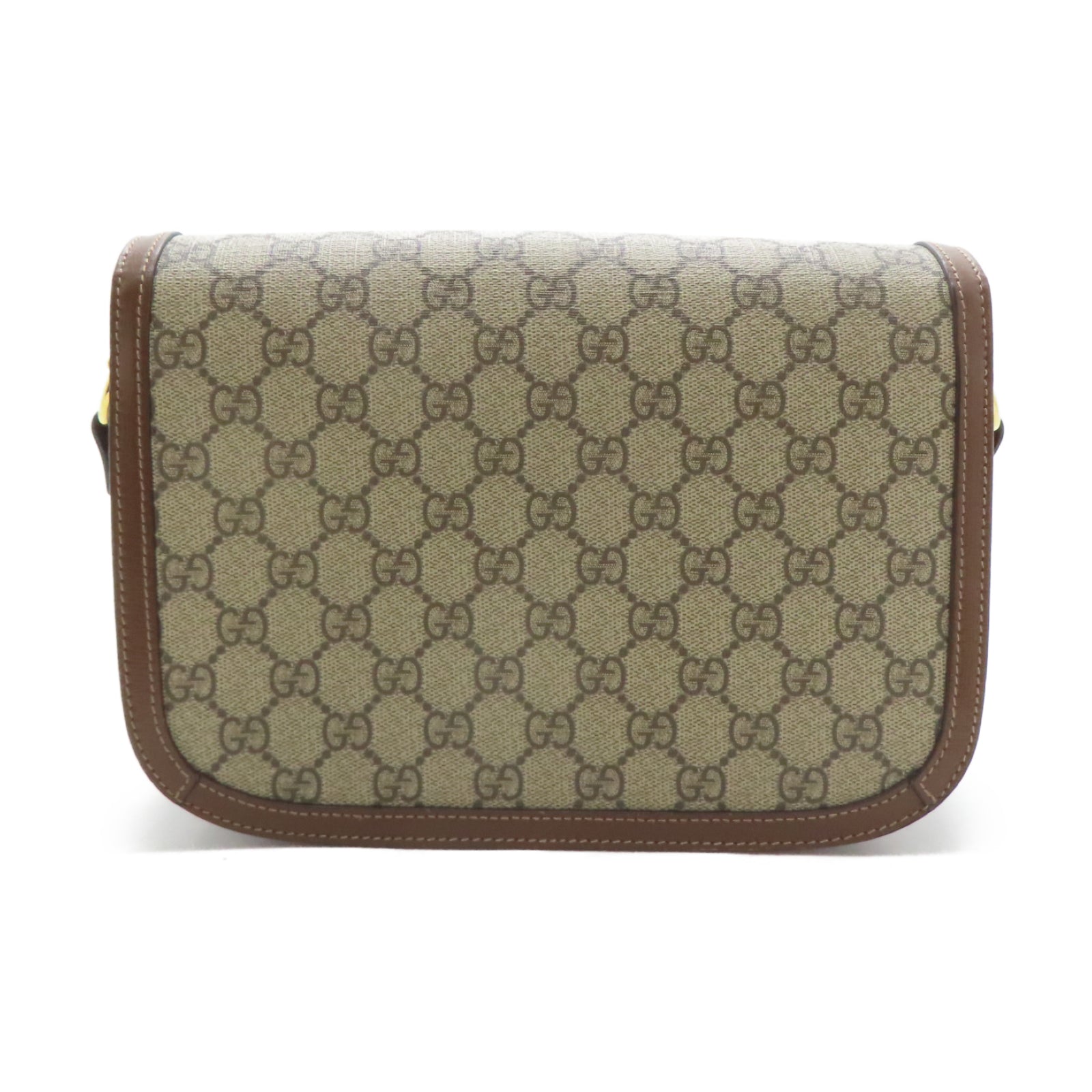 GUCCI 塗層帆布Horsebit 1955金扣肩背袋啡色