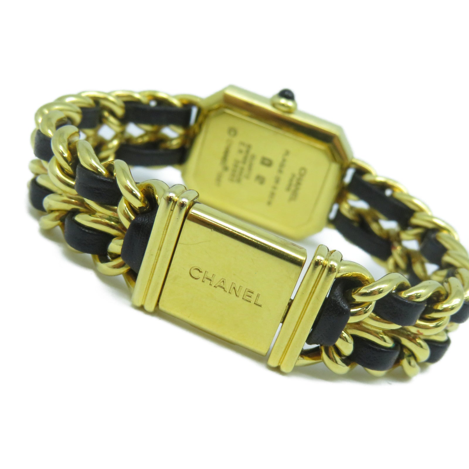 CHANEL Premiere M鍍金石英機芯手錶黑色/金色