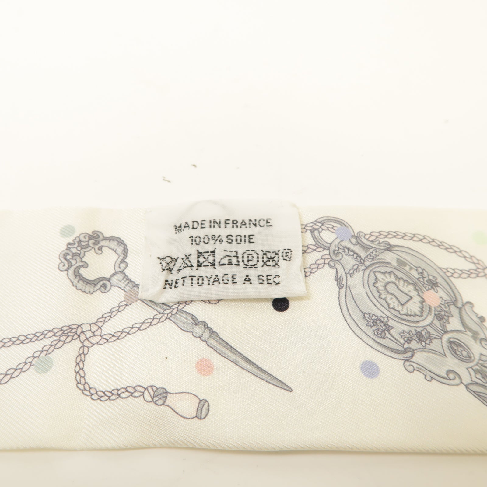HERMES 絲質Twilly絲巾白色