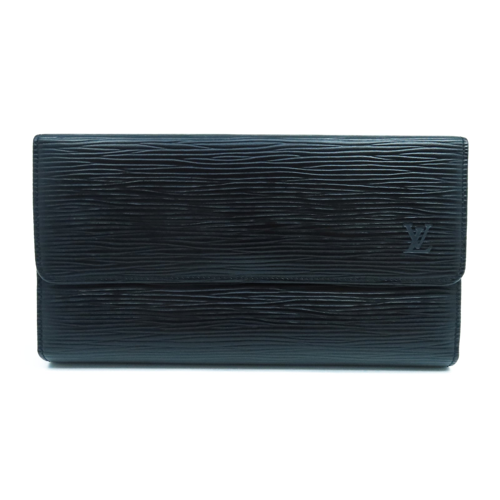LOUIS VUITTON Epi Trifold Wallet金扣長錢包黑色