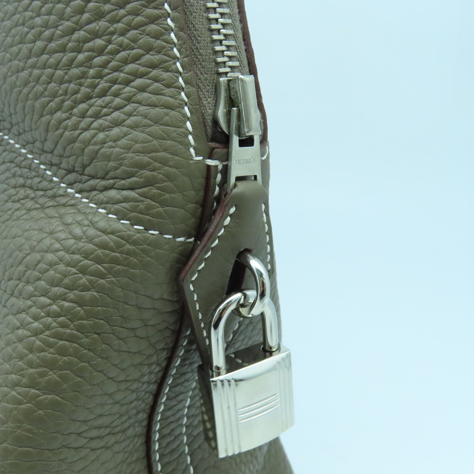 HERMES Clemence皮革Bolide 31銀扣手挽肩背兩用袋大象灰