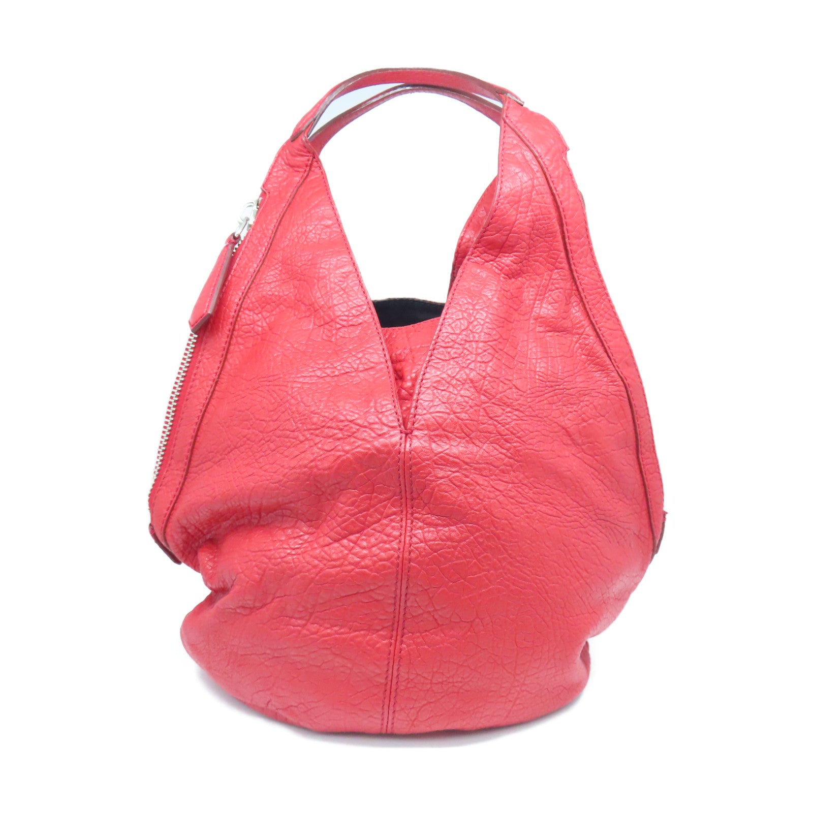 GIVENCHY Red leather Hand Bag with silver buckle