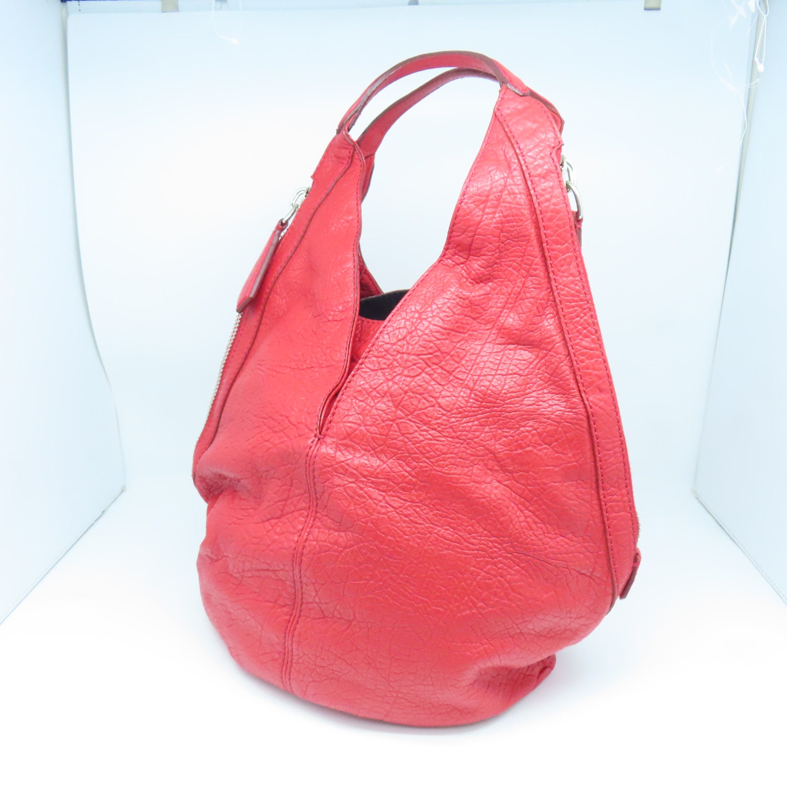 GIVENCHY Red leather Hand Bag with silver buckle
