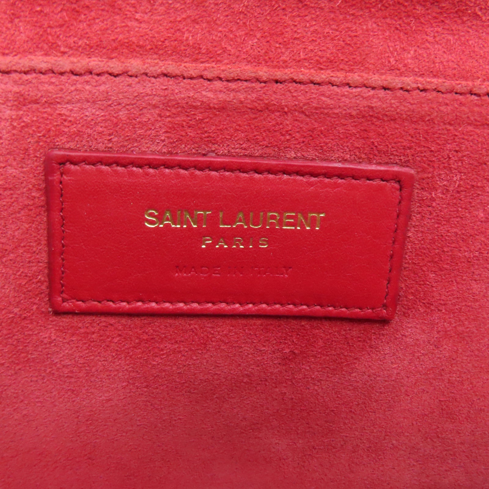 YVES SAINT LAURENT 牛皮皮革Clutch Bag金扣手拿包紅色