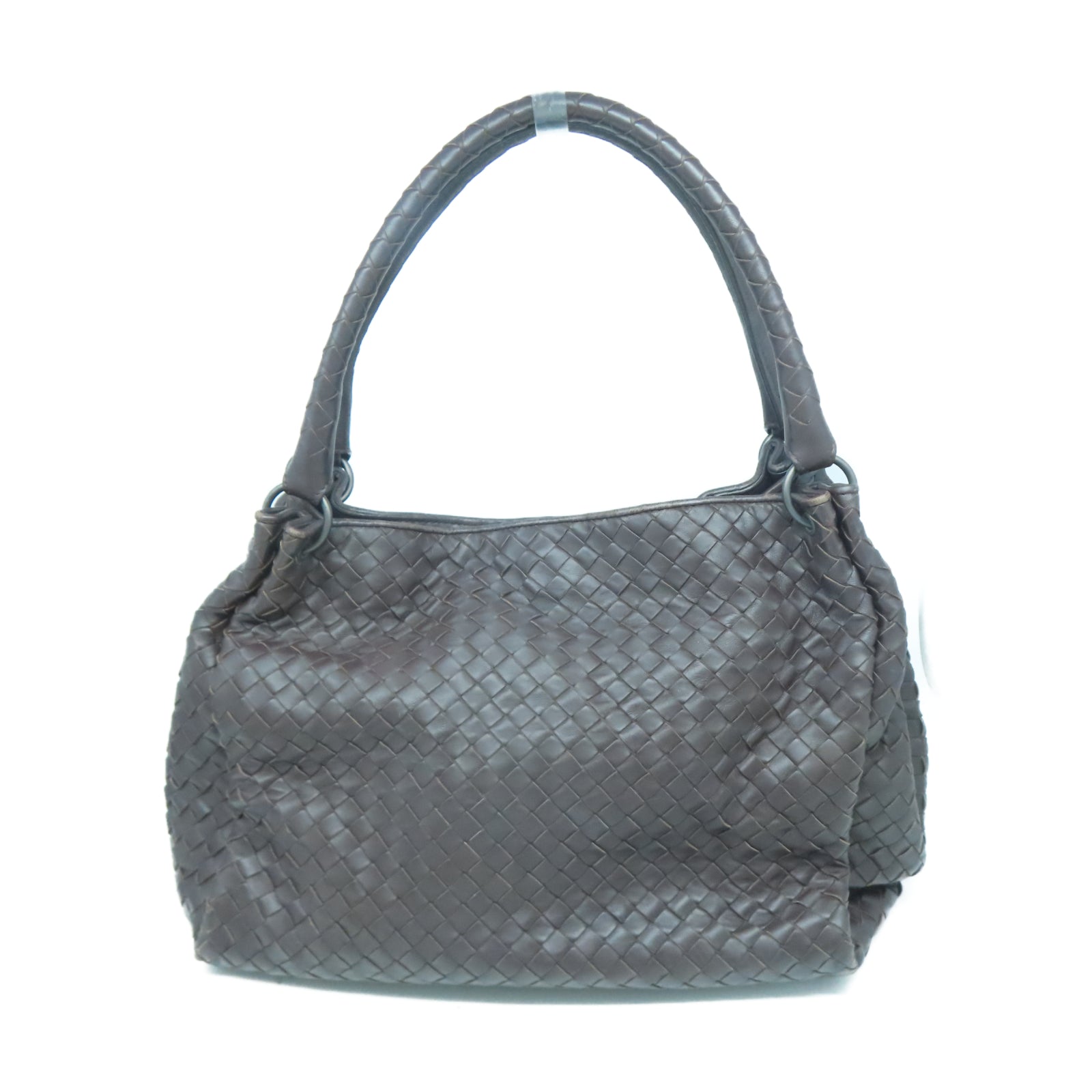 BOTTEGA VENETA 羊皮皮革Shoulder Bag銀扣肩背袋棕色