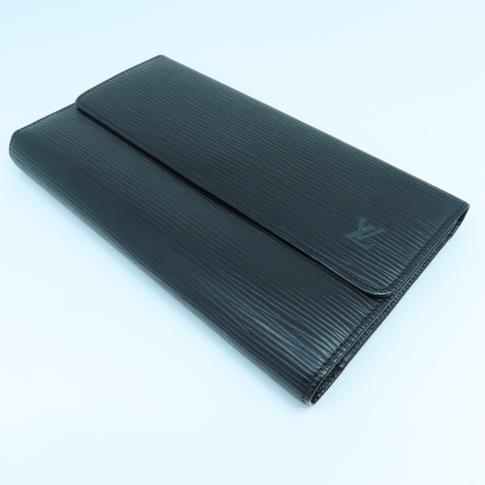 LOUIS VUITTON Epi Trifold Wallet金扣長錢包黑色