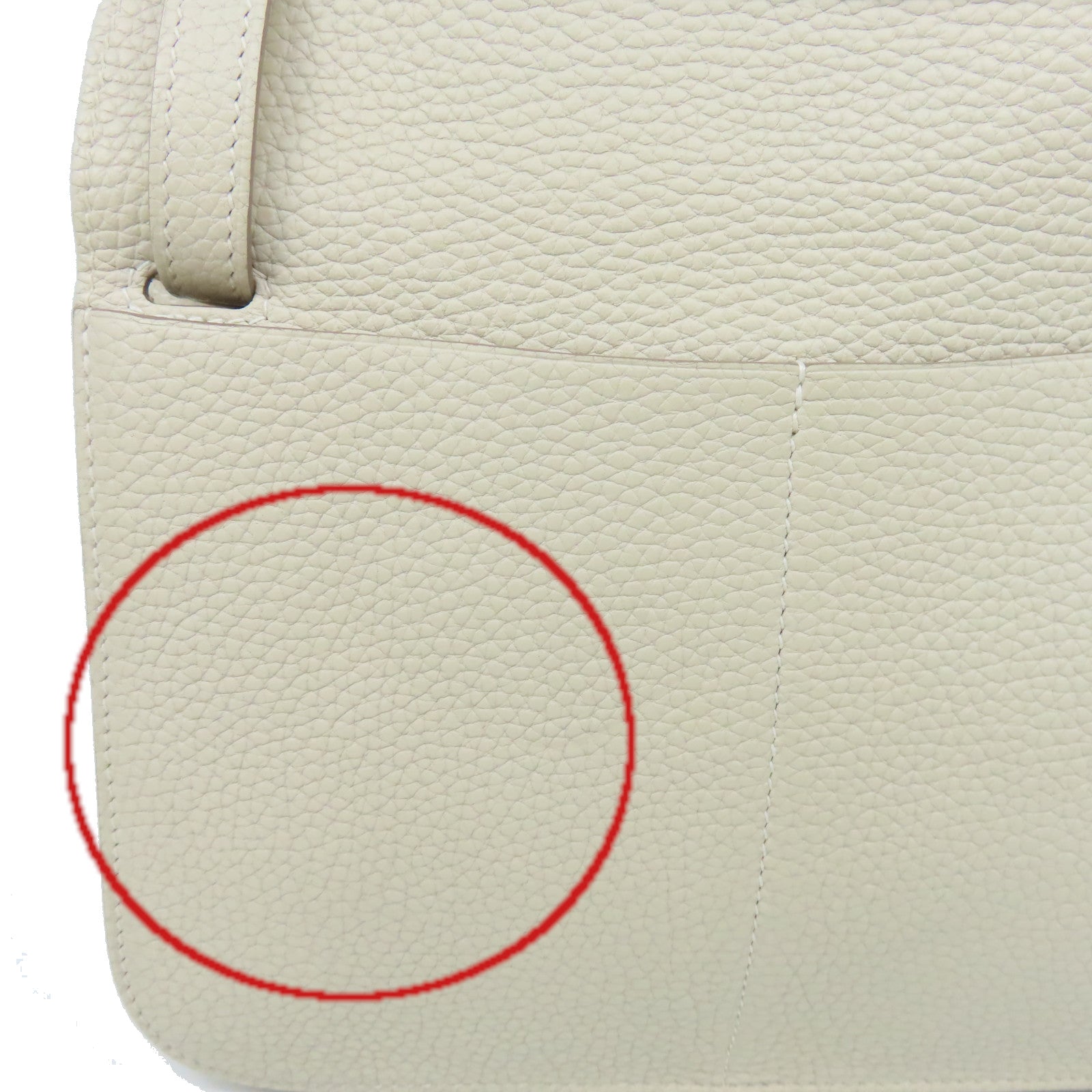 HERMES Clemence皮革Halzan 25 2Way Shoulder Bag銀扣手挽肩背兩用袋Craie奶昔白色