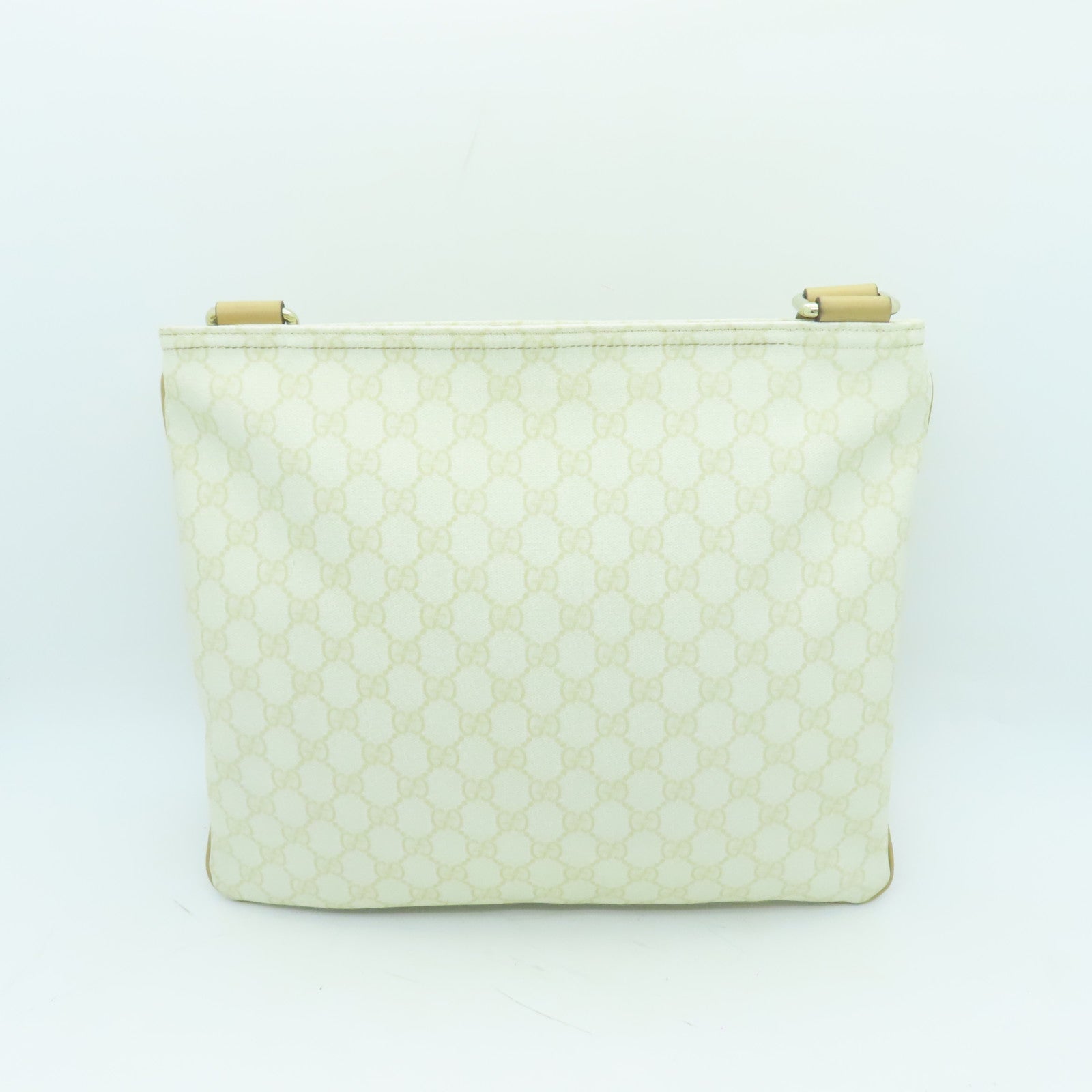 GUCCI 【激減優惠】塗層帆布Shoulder Bag金扣肩背袋米色/白色